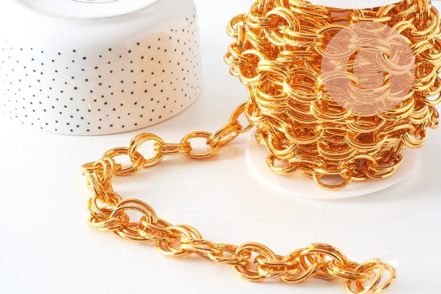 Gingerlily chaîne aluminium doré maille rolo 22mm 1m