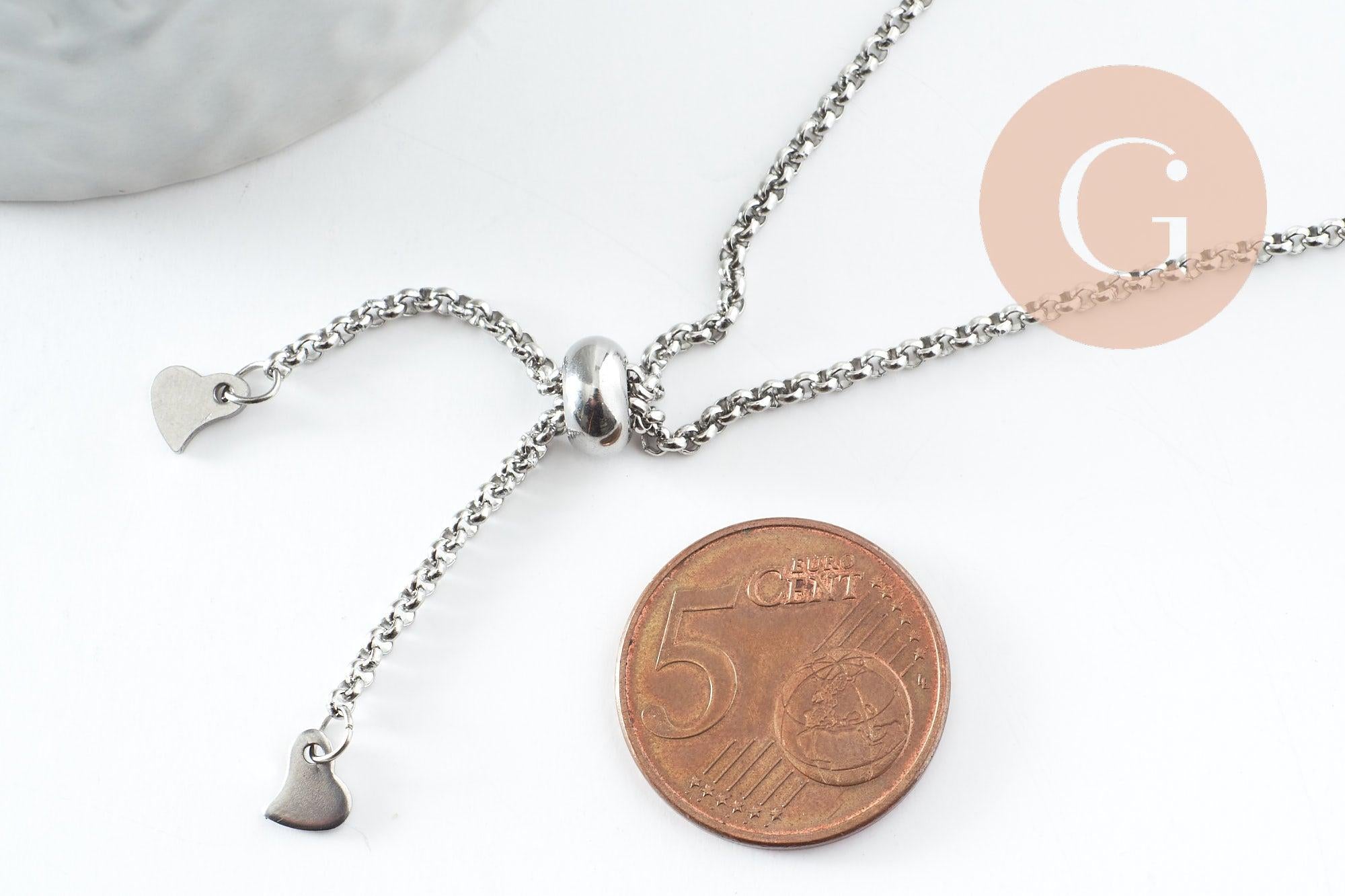 Gingerlily Apprêts Base bracelet rolo acier platine 25cm x1