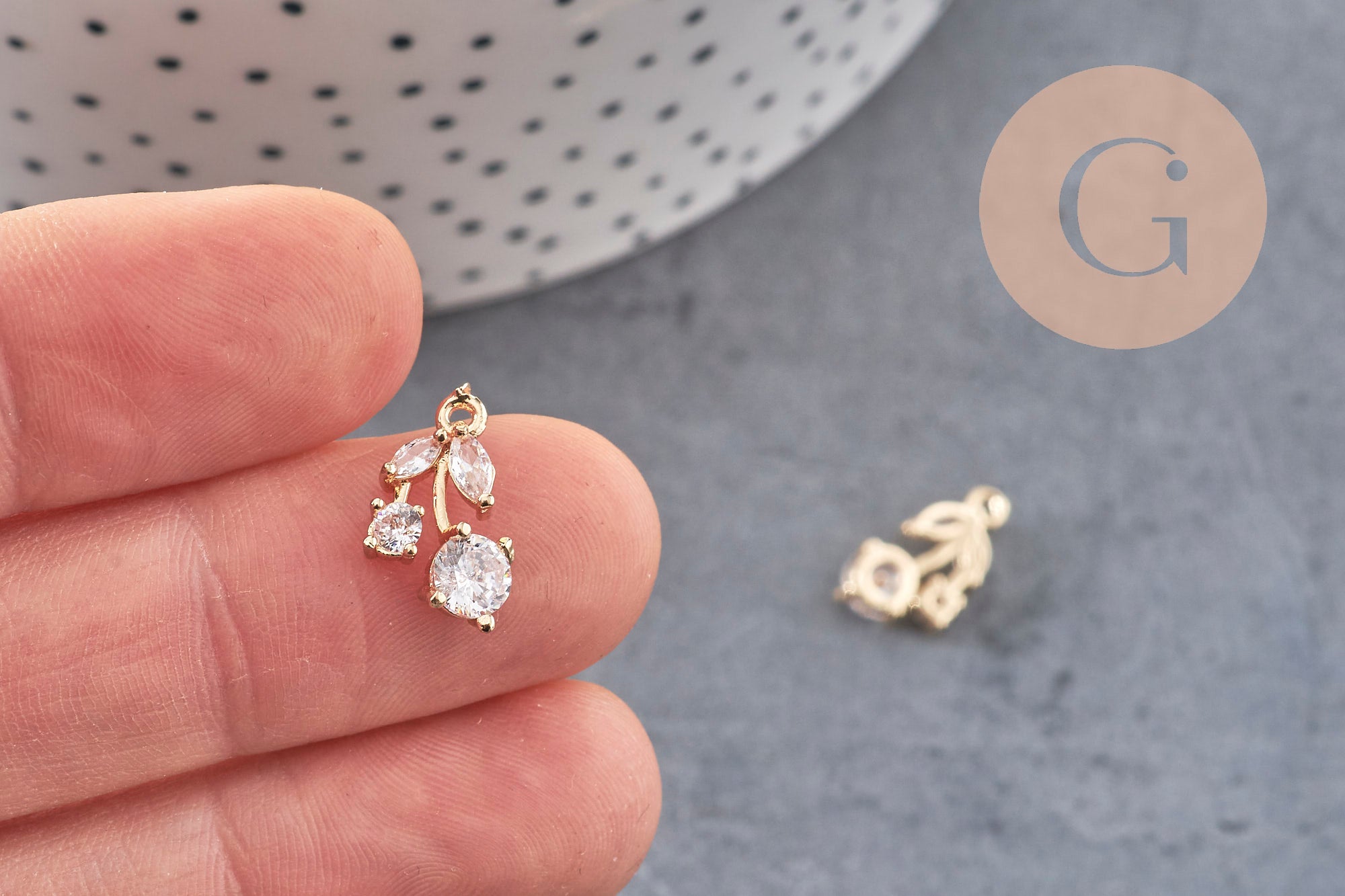 Gingerlily Pendentifs cerise G7567 doré zircon 14mm