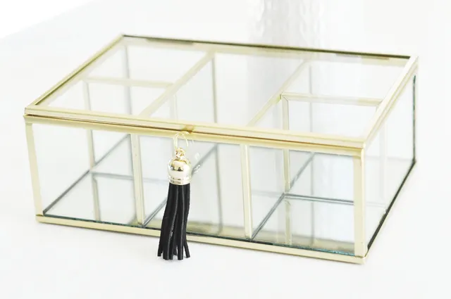 Gingerlily G3258 boîte verre rectangle dorée 18 cm