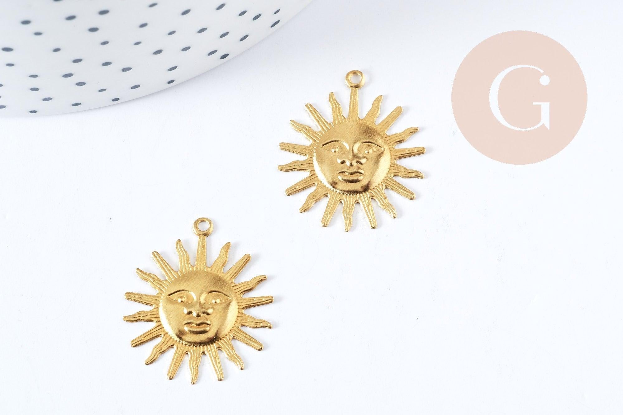 Gingerlily soleil G8840 pendentif laiton brut 25mm sans nickel