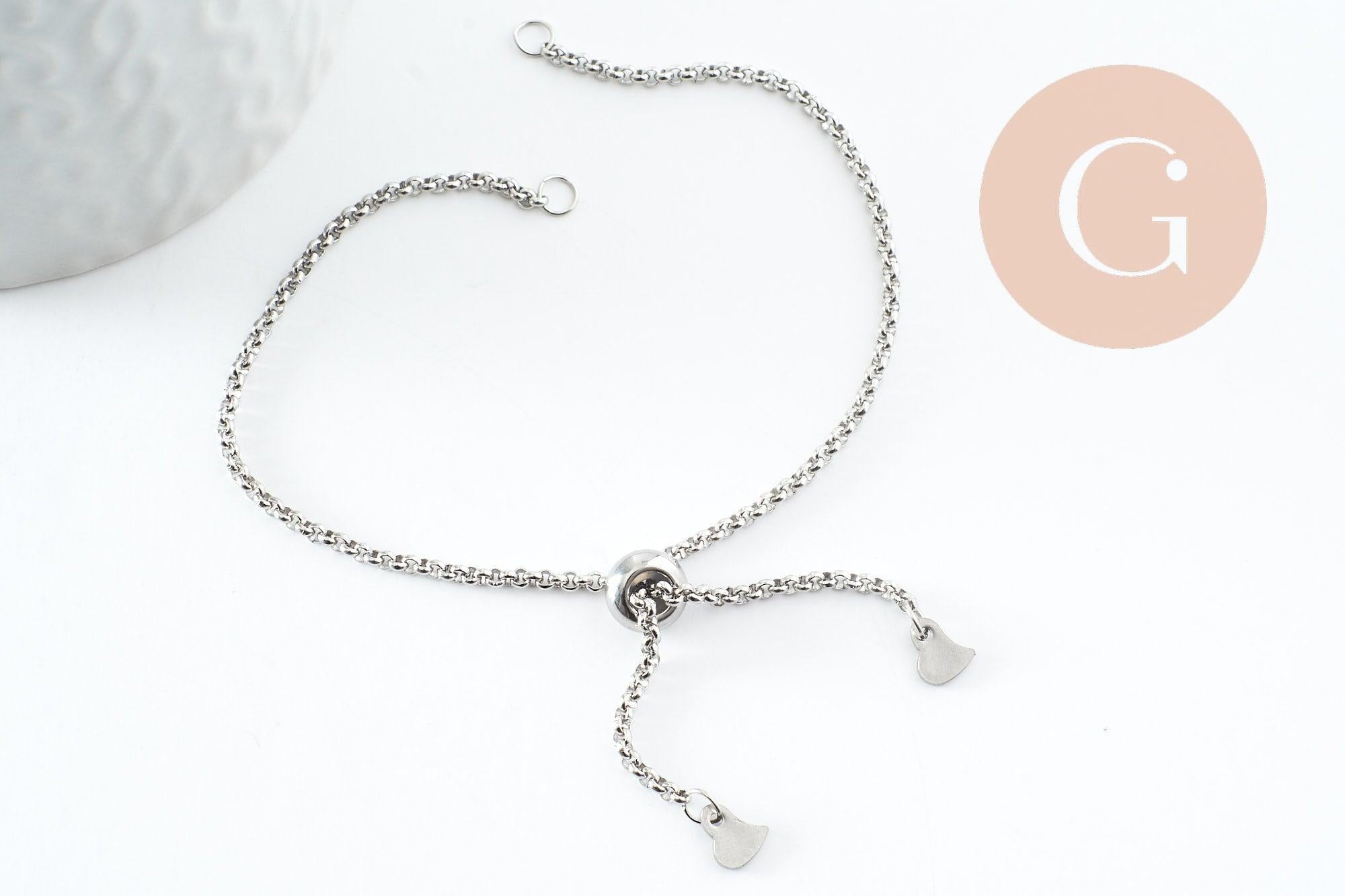 Gingerlily Apprêts Base bracelet rolo acier platine 25cm x1