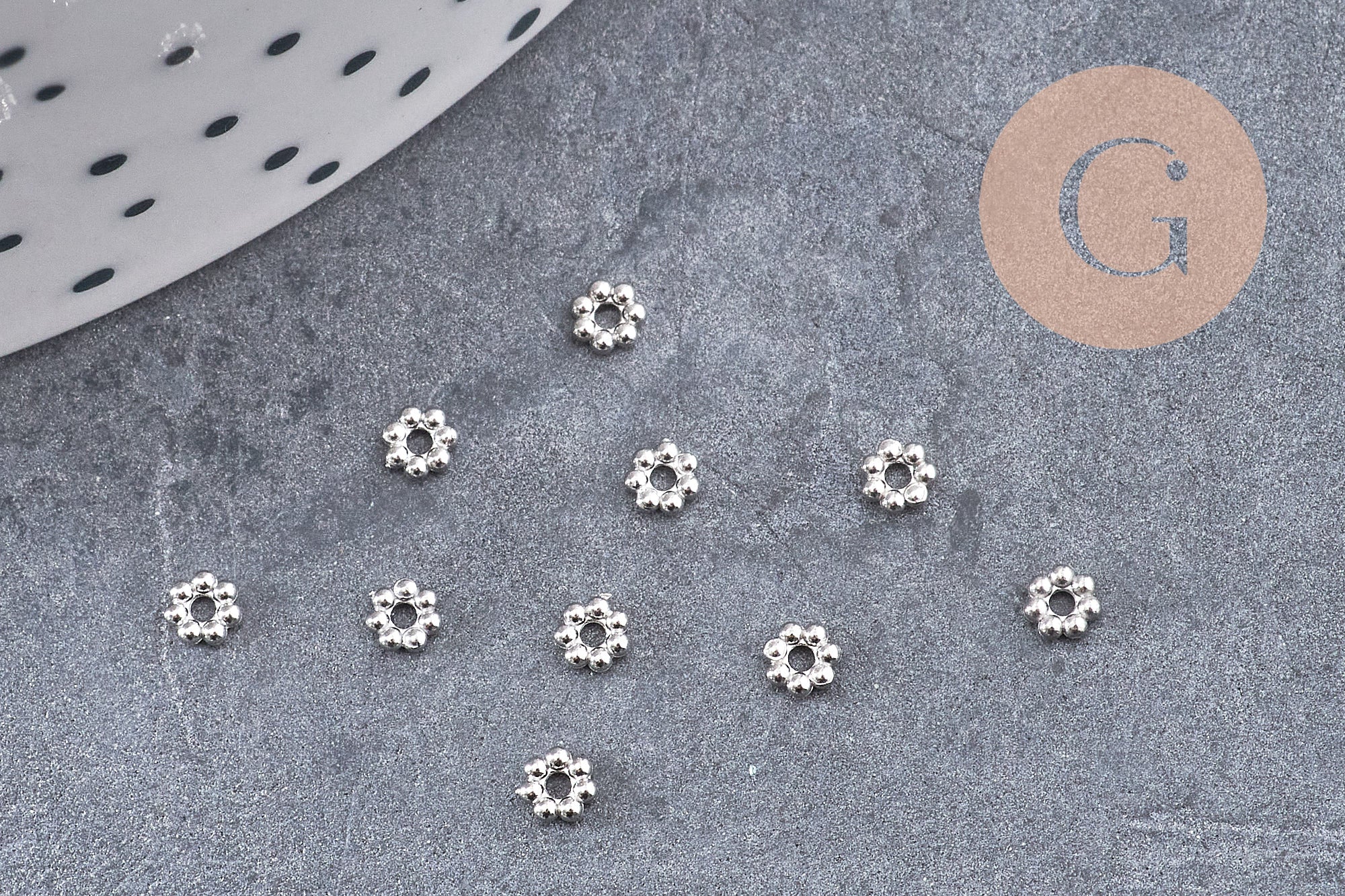 Gingerlily Perles DIY G10856 intercalaire fleur acier platine 3mm x10