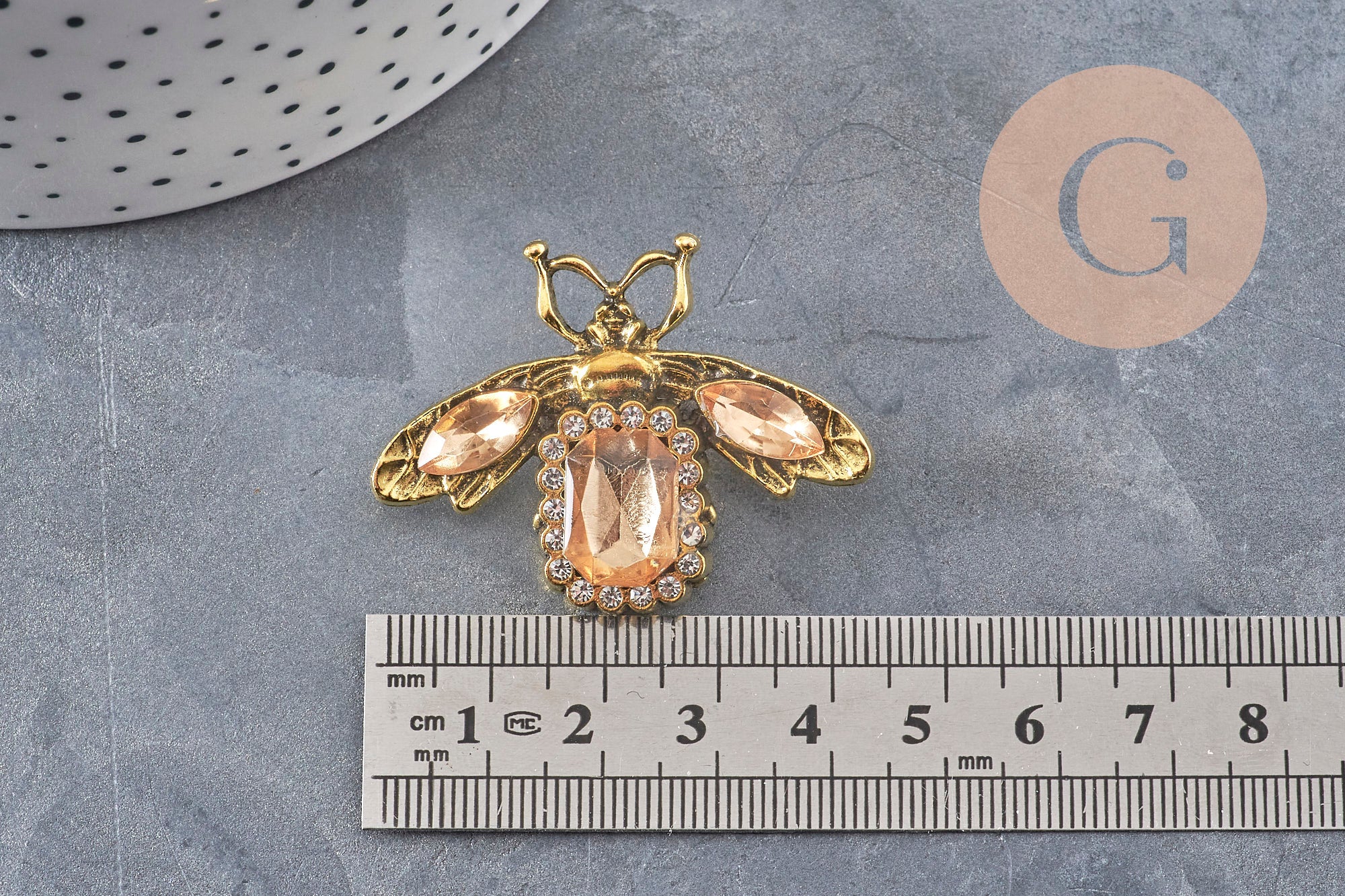 Gingerlily G11086 broche abeille doree cristal 47mm