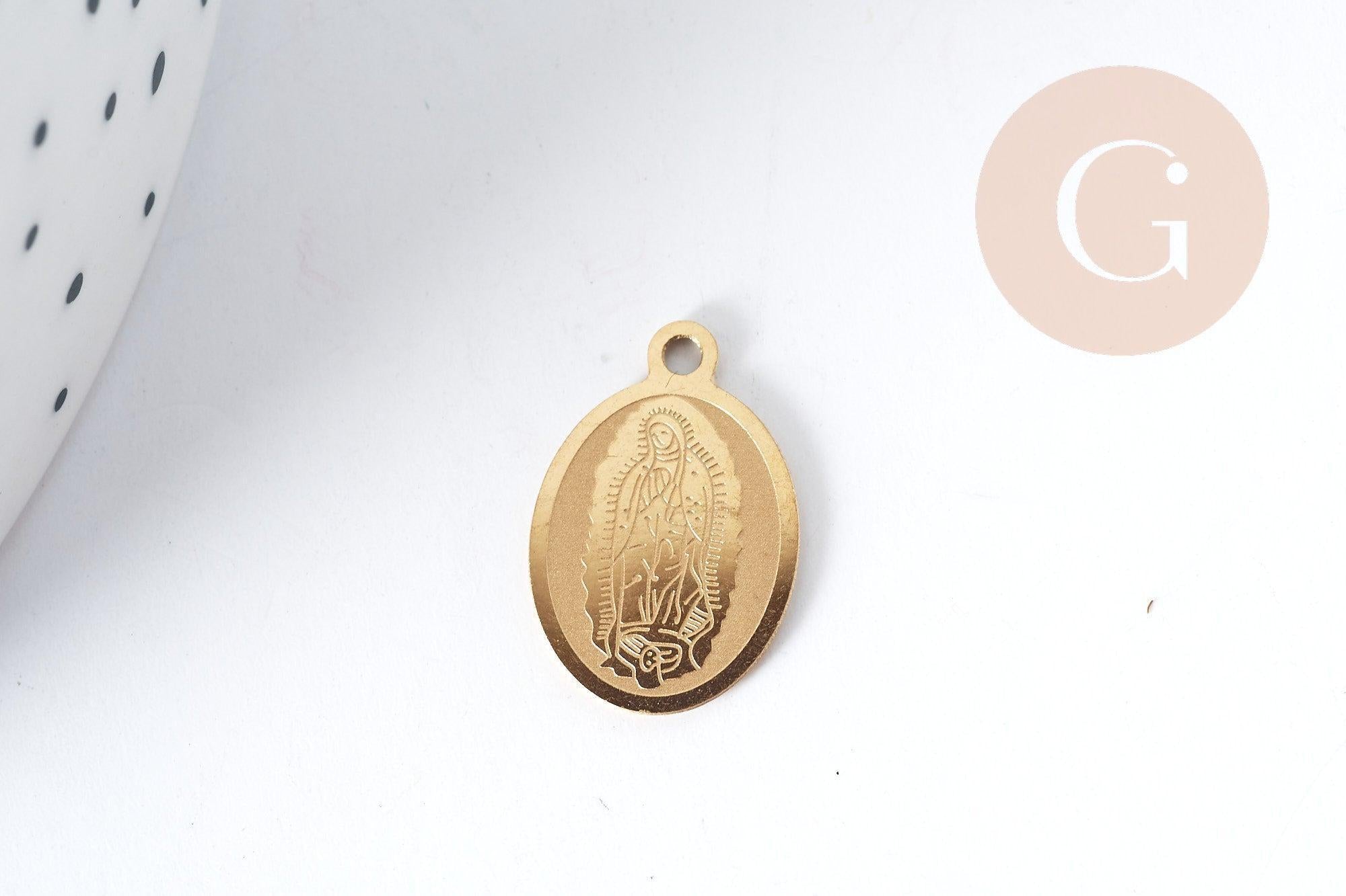 Gingerlily Marie G8993 breloque ovale acier doré 16mm x1