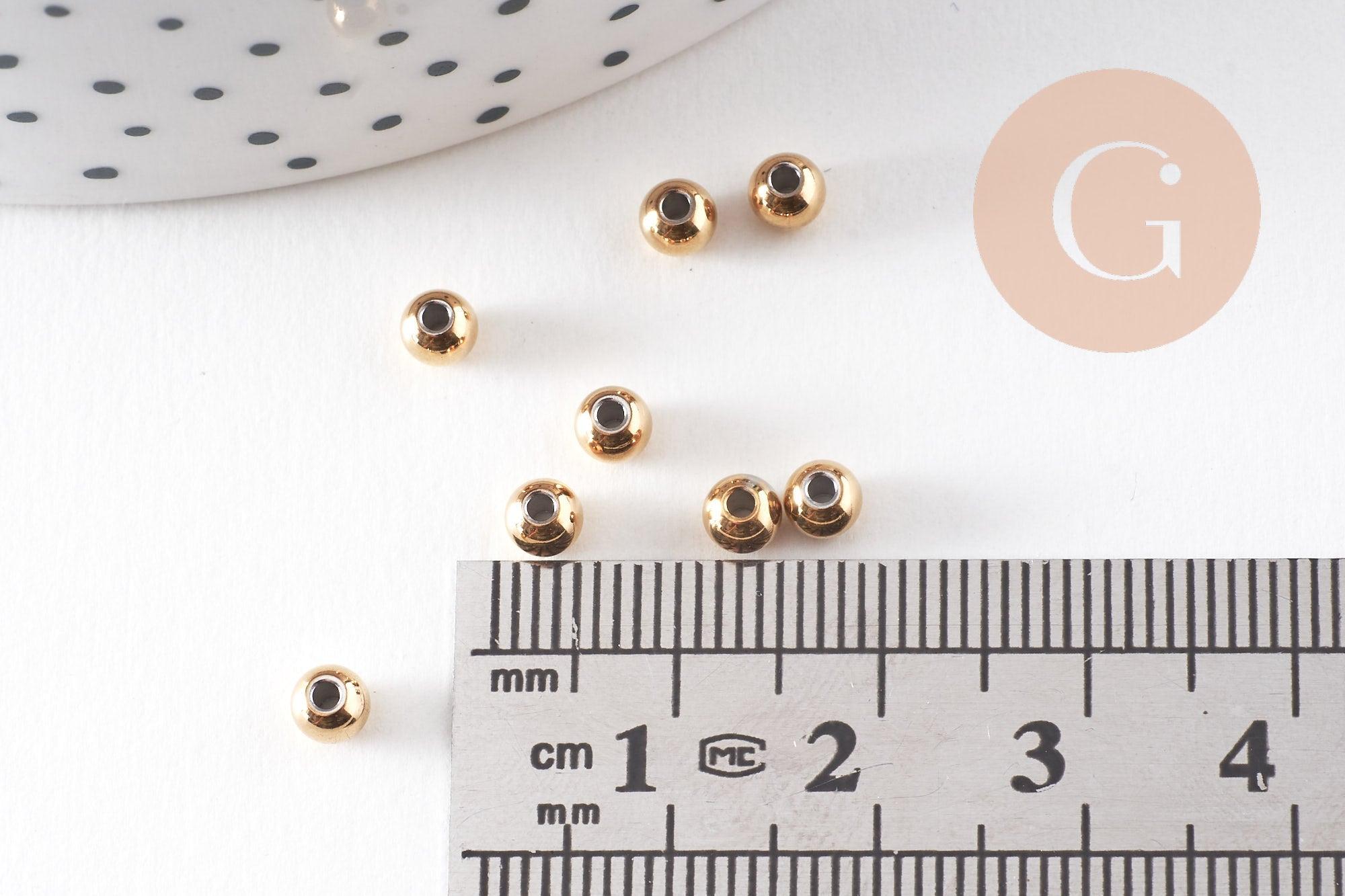 Gingerlily Perles intercalaire 4mm perle acier doré lot de 50