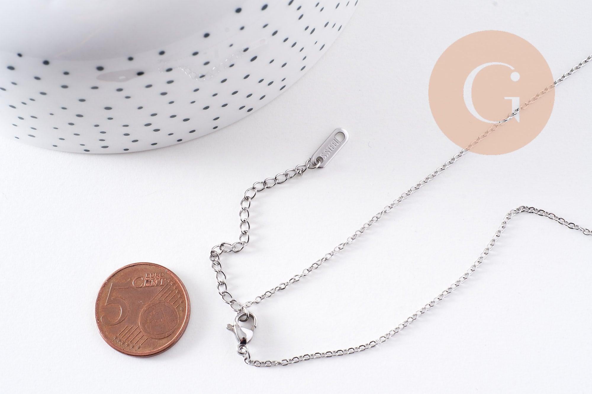 Gingerlily Collier locket enveloppe acier platine 45cm x1