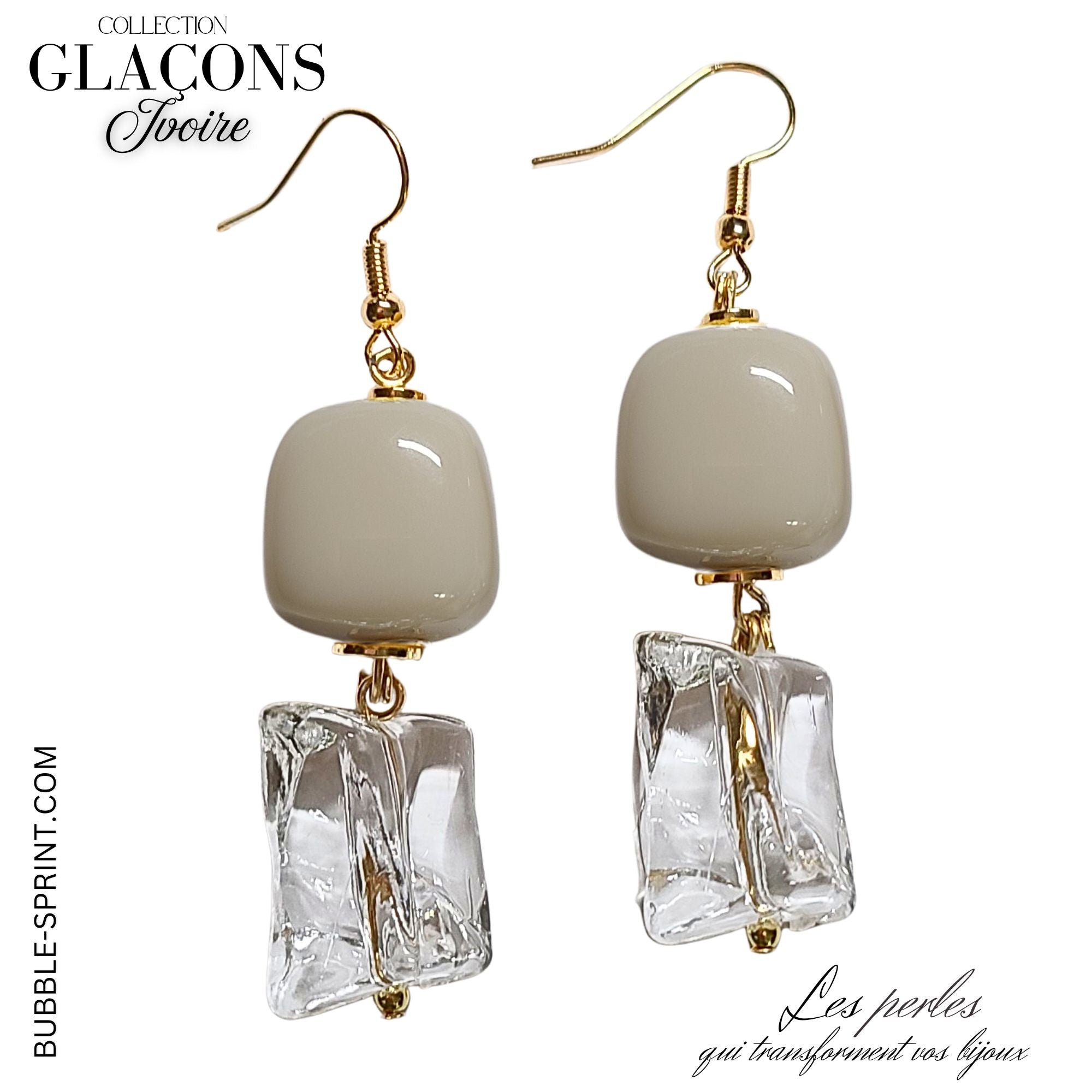 ARTSHOP Glaçons boucles d’oreilles Ivoire kit à faire