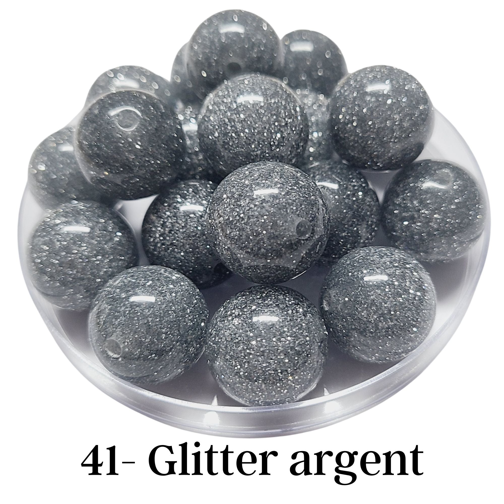 ARTSHOP Boules 20MM n°41 perle acrylique glitter argent x10