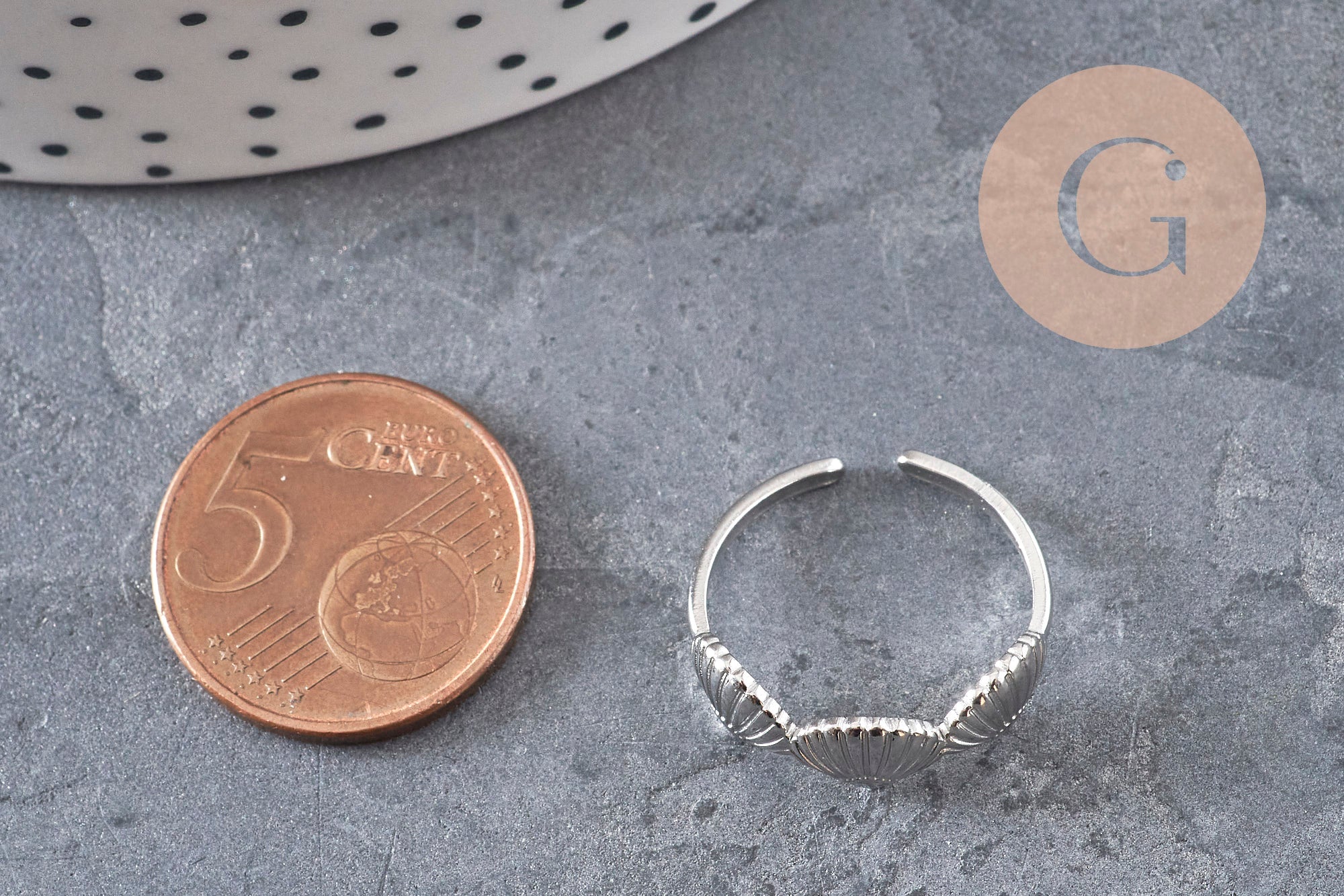 Gingerlily Bague réglable coquillages acier G11151