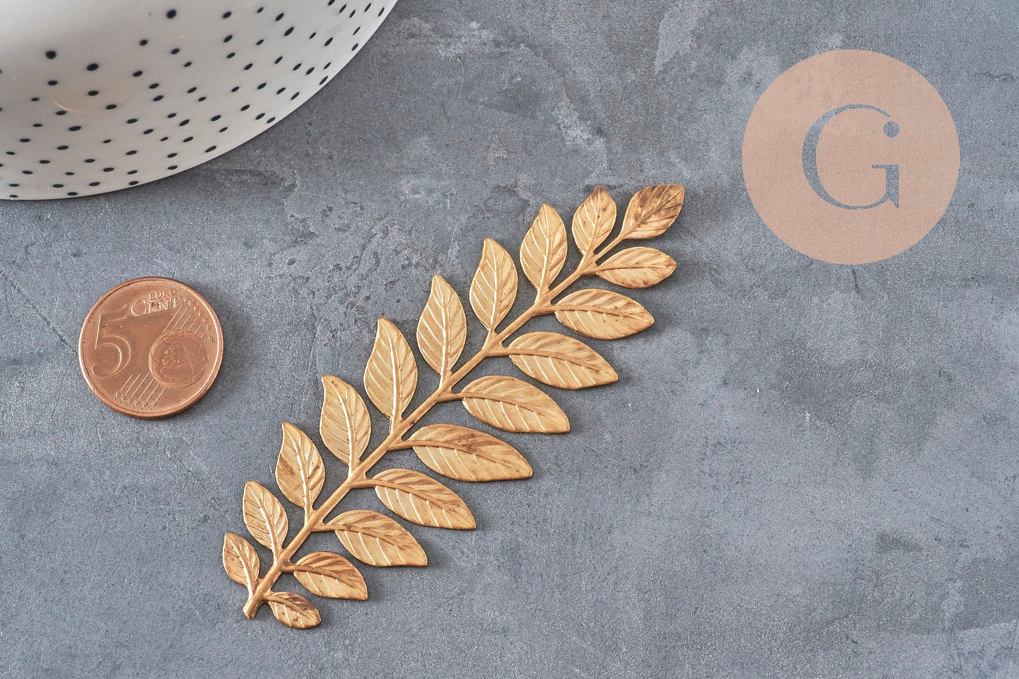 Gingerlily Pendentifs G10165 Estampe Feuille Laurier Laiton 90mm