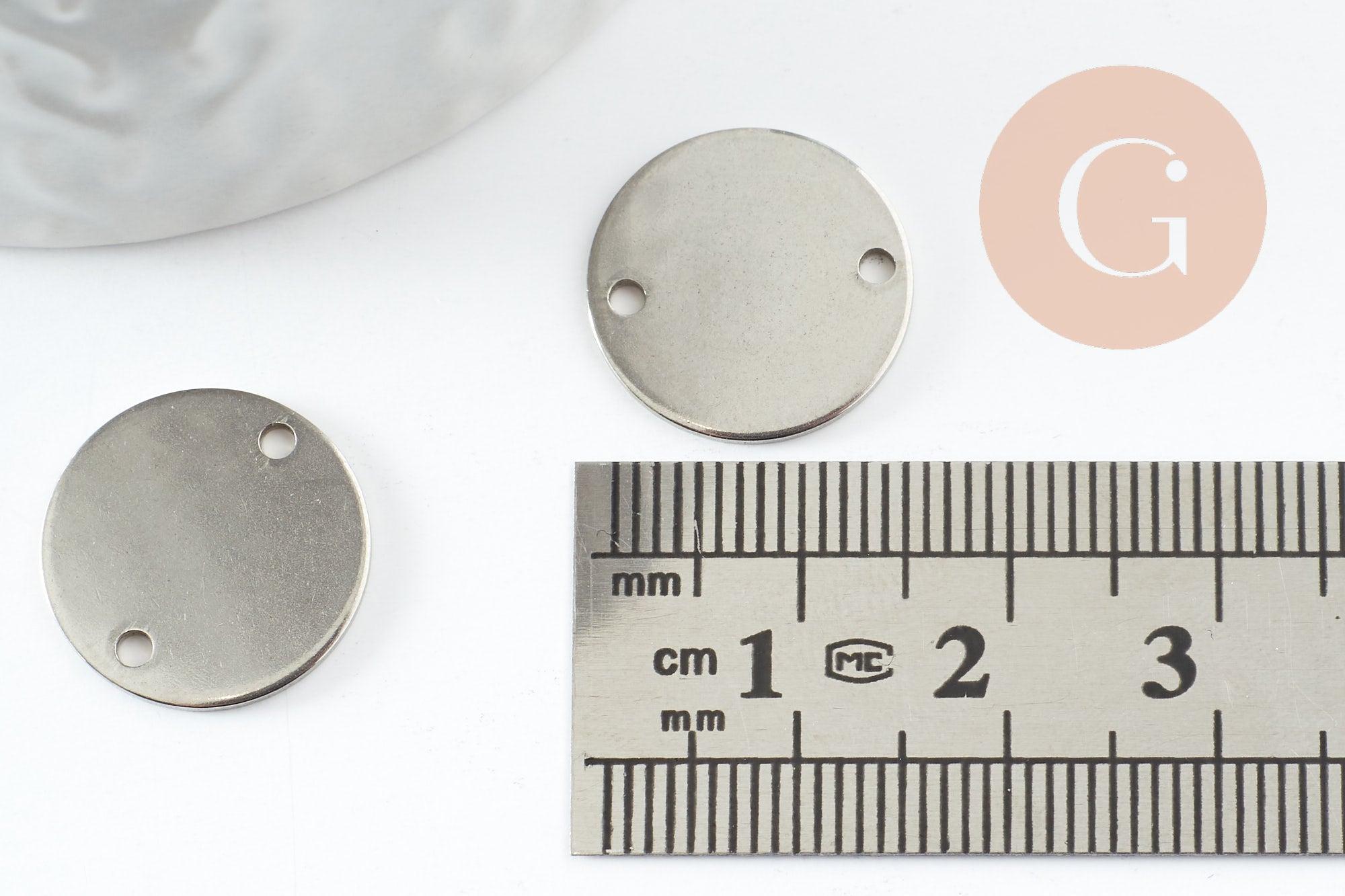 Gingerlily Pendentifs connecteur rond acier platine 16mm x5