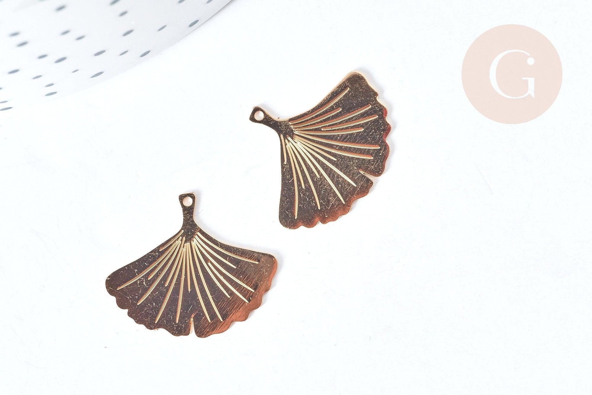 Gingerlily Pendentifs G8069 pendentif feuille ginkgo laiton doré 22mm