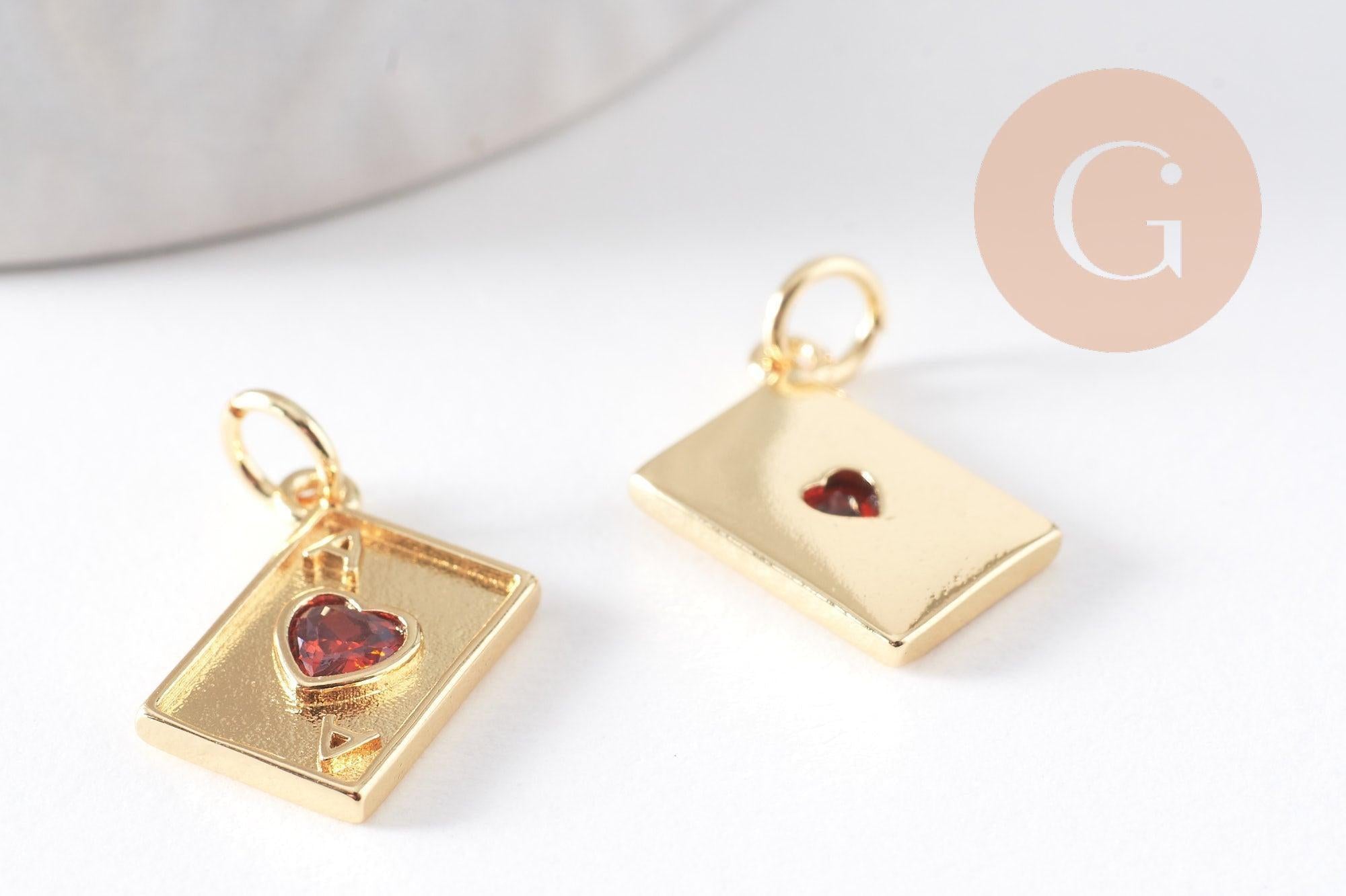 Gingerlily pendentif carte coeur zircon rouge 15mm x1