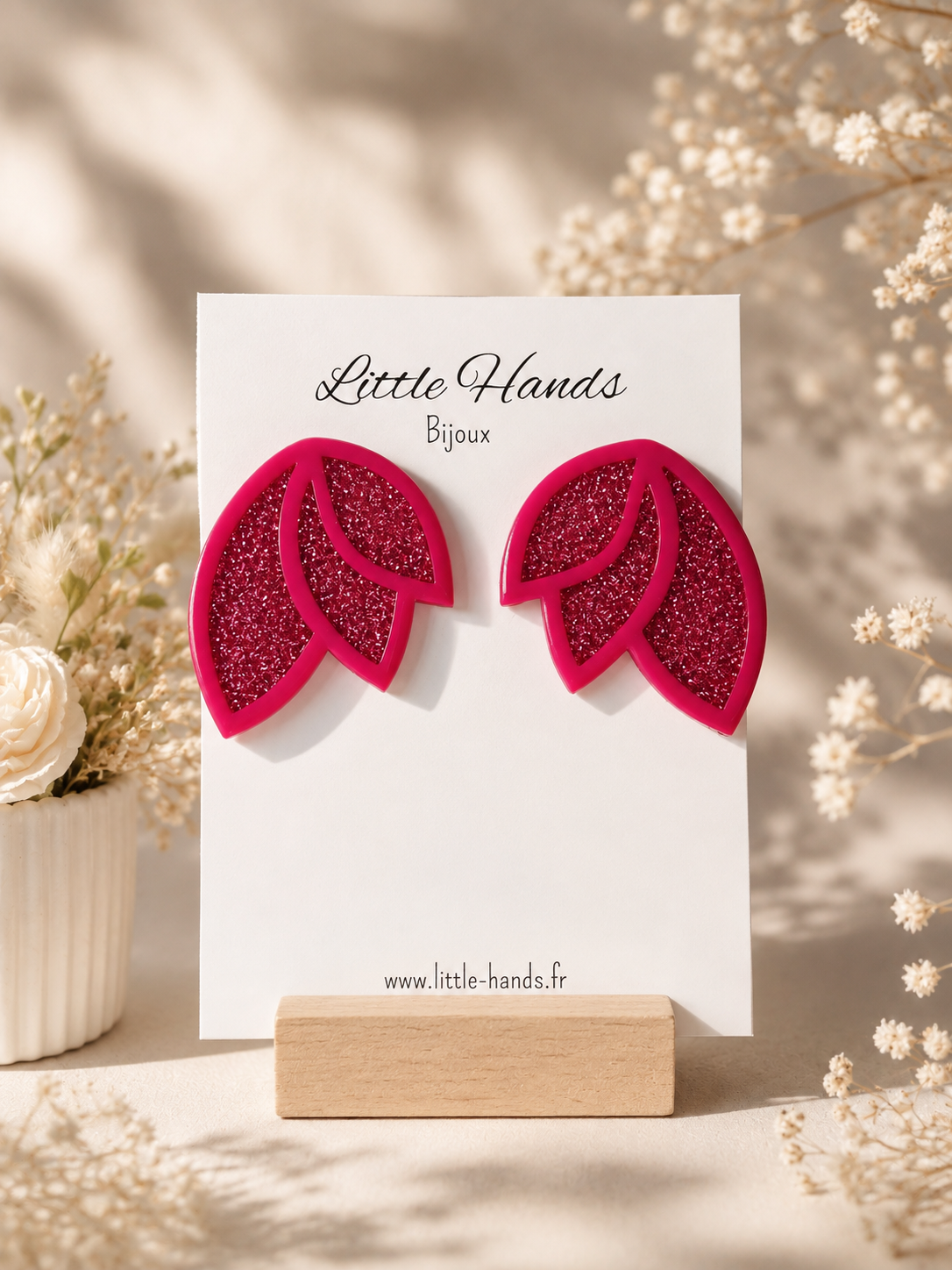 Little Hands Bijoux Poppy boucles d’oreilles fleurs fushia