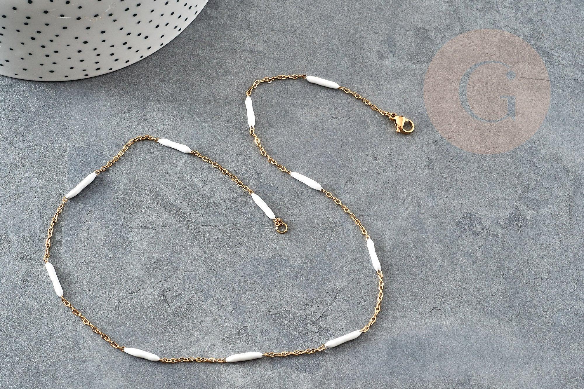 Gingerlily G9373 chaîne collier acier doré résine 45cm