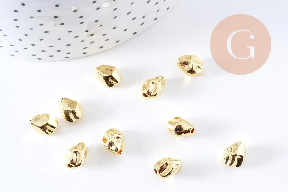 Gingerlily Perles bijoux DIY nuggets doré 9.5x7mm x10 zamac
