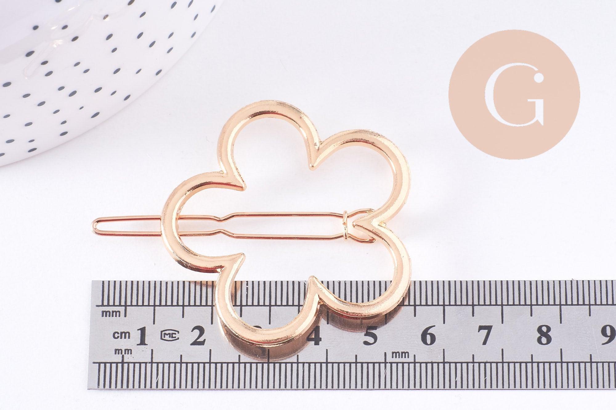 Gingerlily support barrette fleur clip doré 57mm x1