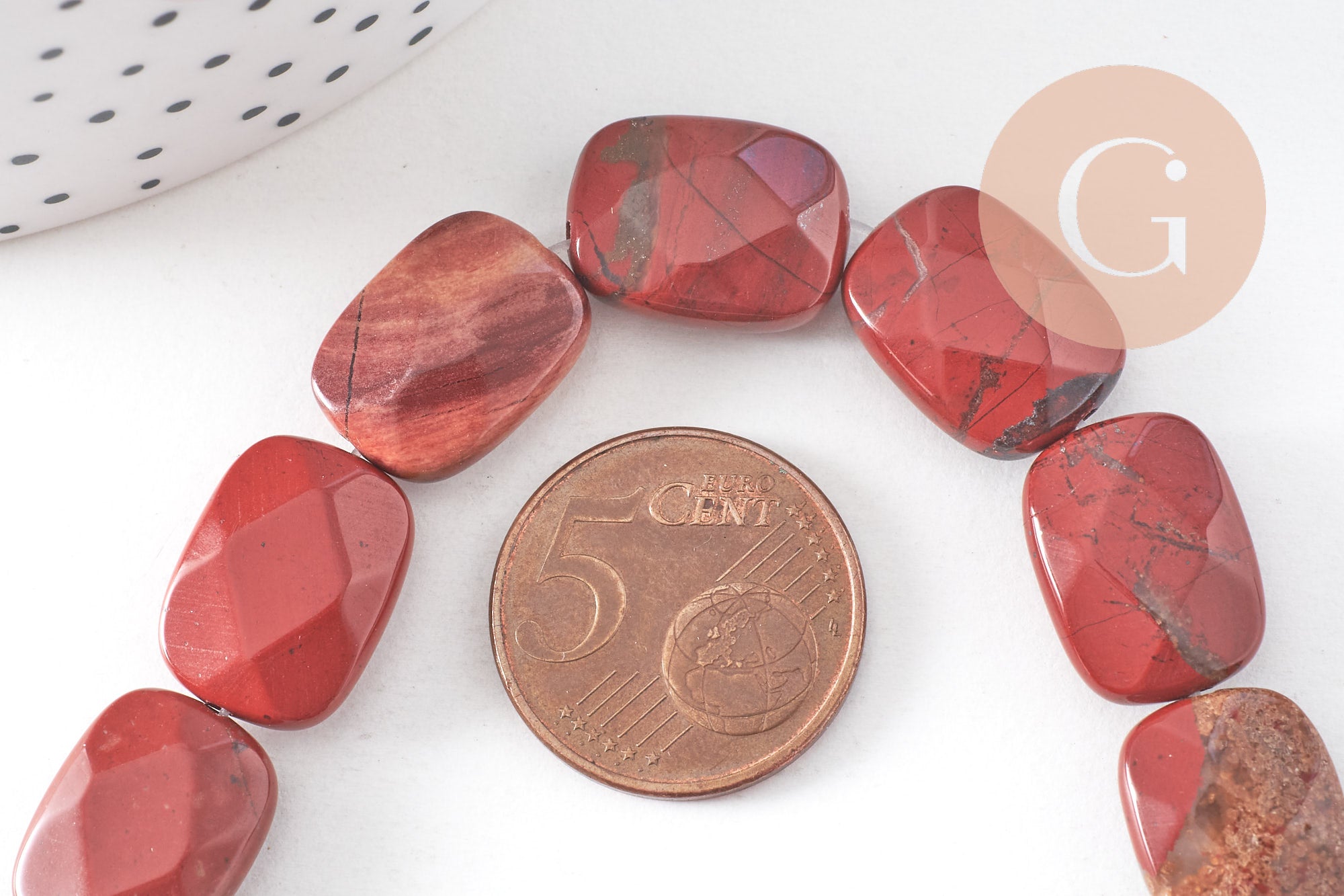 Gingerlily Jaspe Rouge Rectangle 12mm Fil 21cm Perles