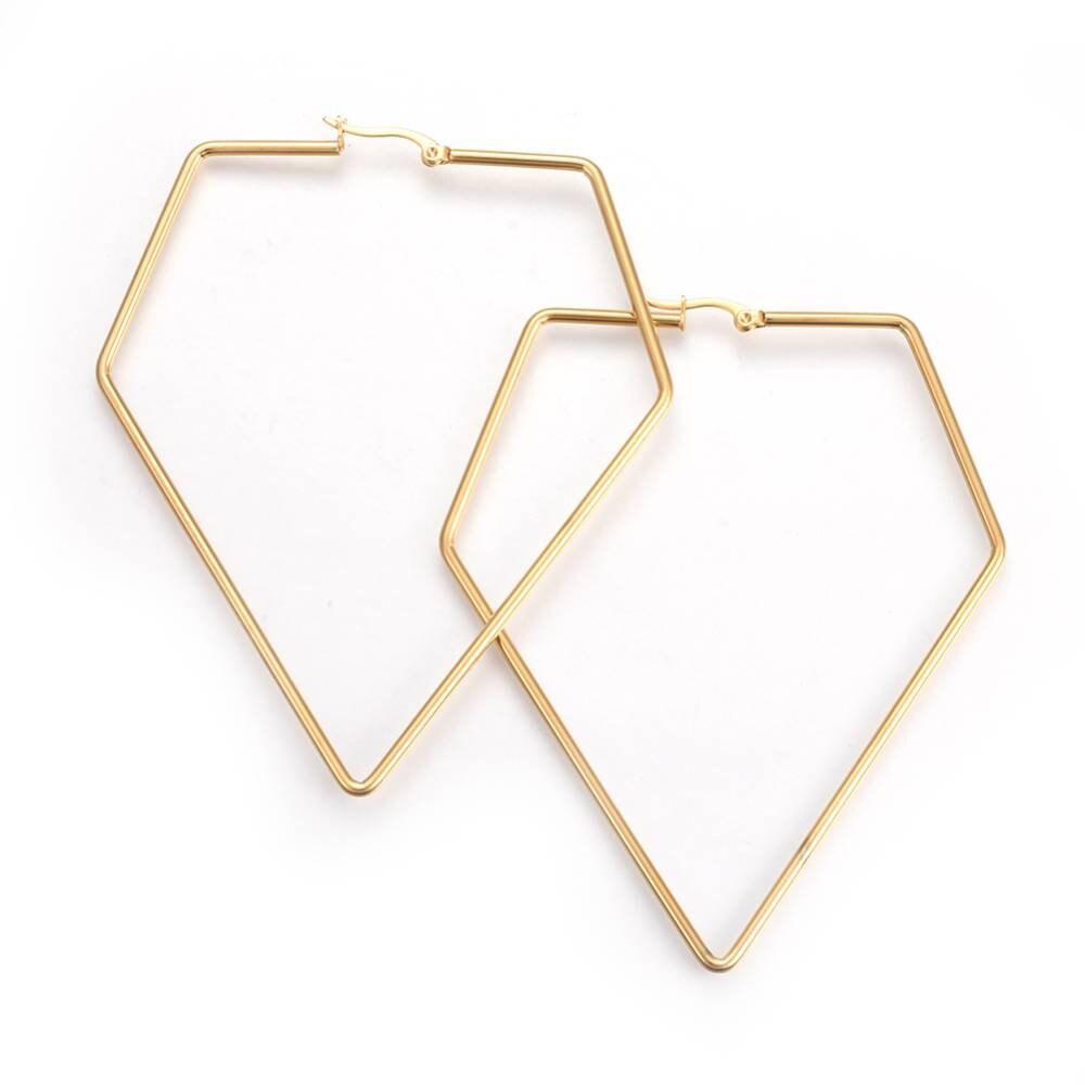 Gingerlily Créole diamant géométrique acier doré 87mm