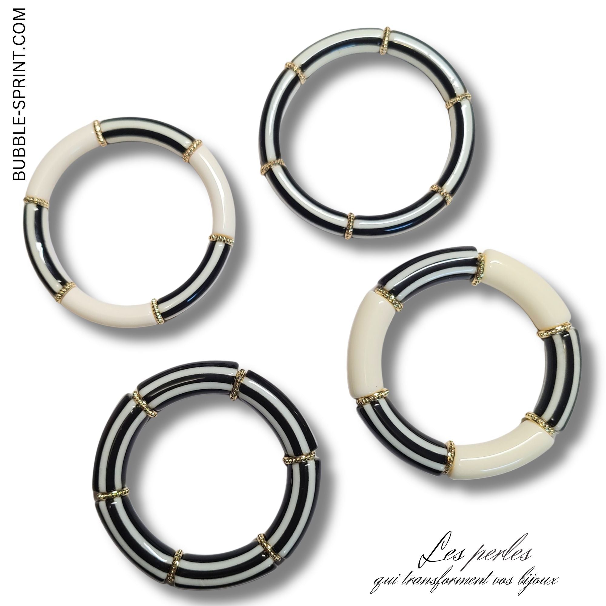 ARTSHOP Tubes à Rayures 461 perle tube x1 8mm réglisse