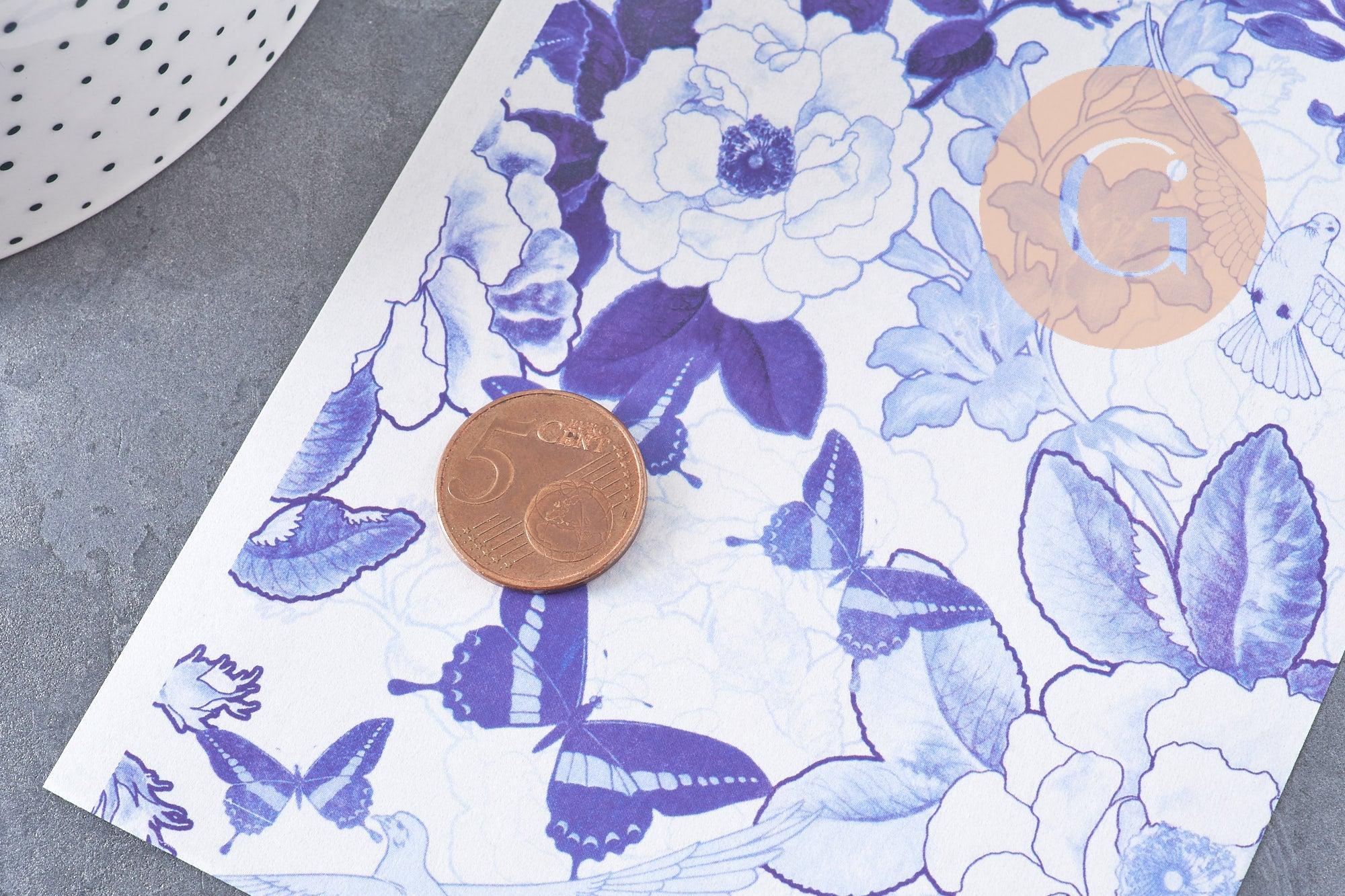 Gingerlily Pâte polymère G10778 feuille transfert Jouy bleu 14x10 cm