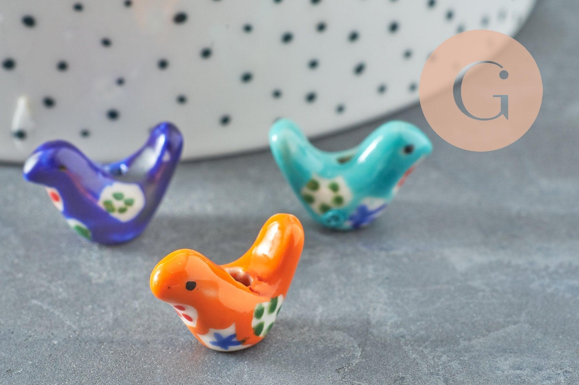 Gingerlily oiseau G9818 perle porcelaine 19mm x1
