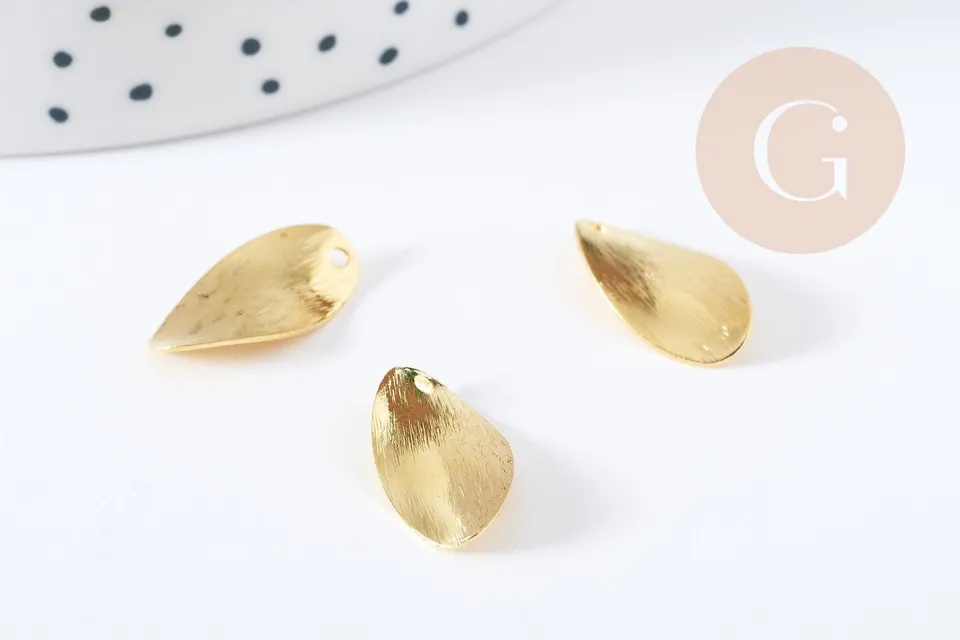 Gingerlily Pendentifs feuille G10044 laiton doré 17,5mm x2