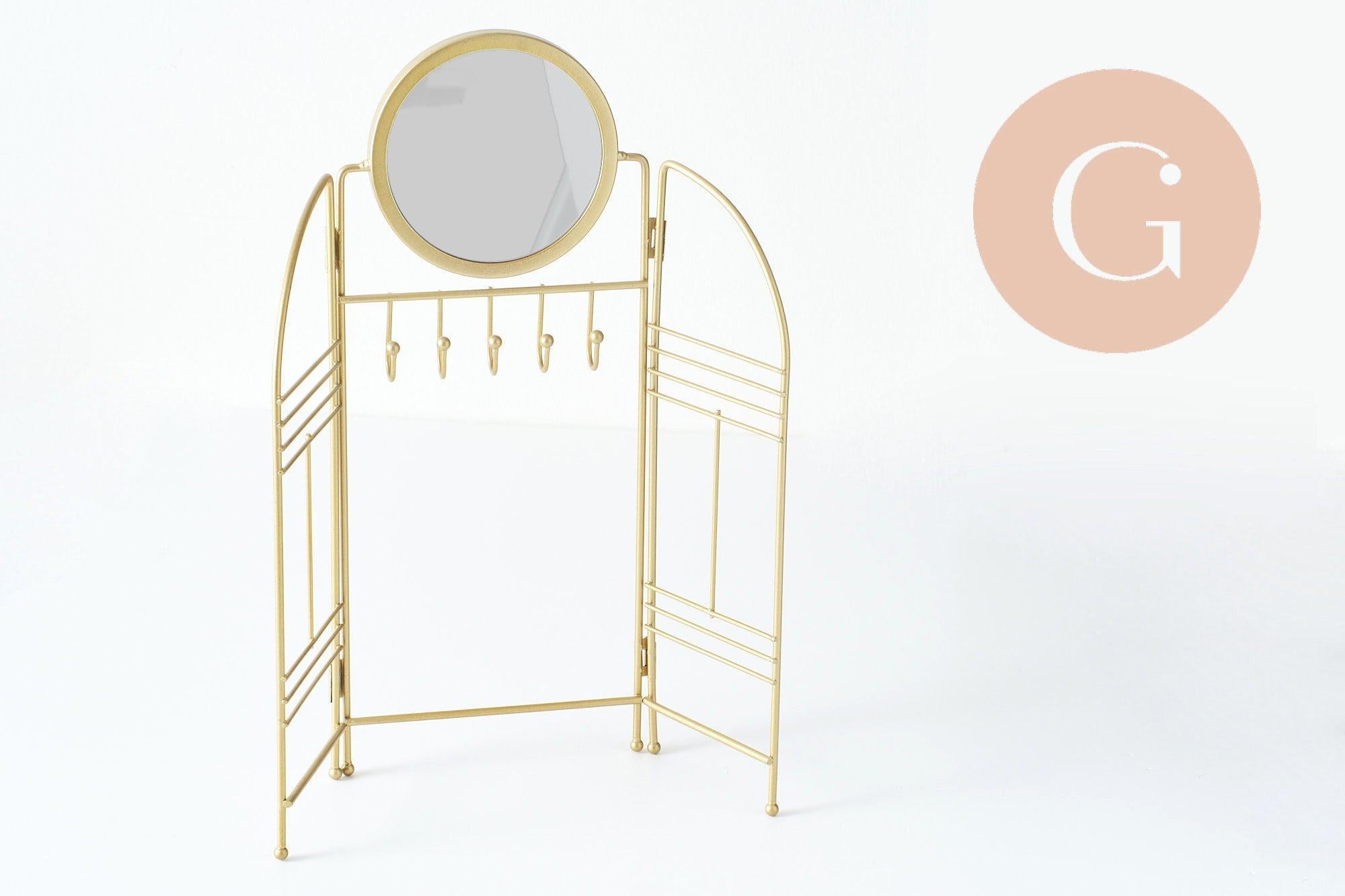 Gingerlily G9794 présentoir bijoux doré 33cm miroir