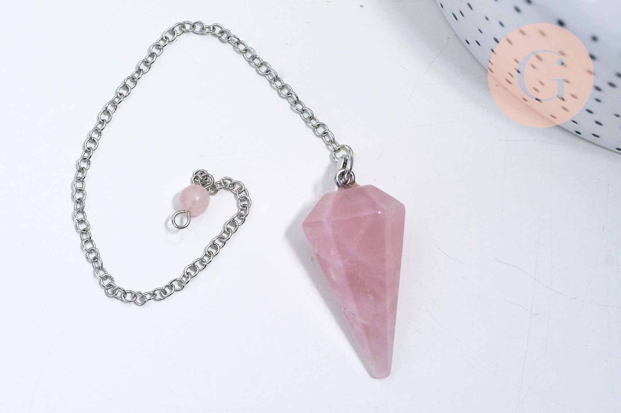 Gingerlily Pendule quartz rose 23cm x1 chaîne argent