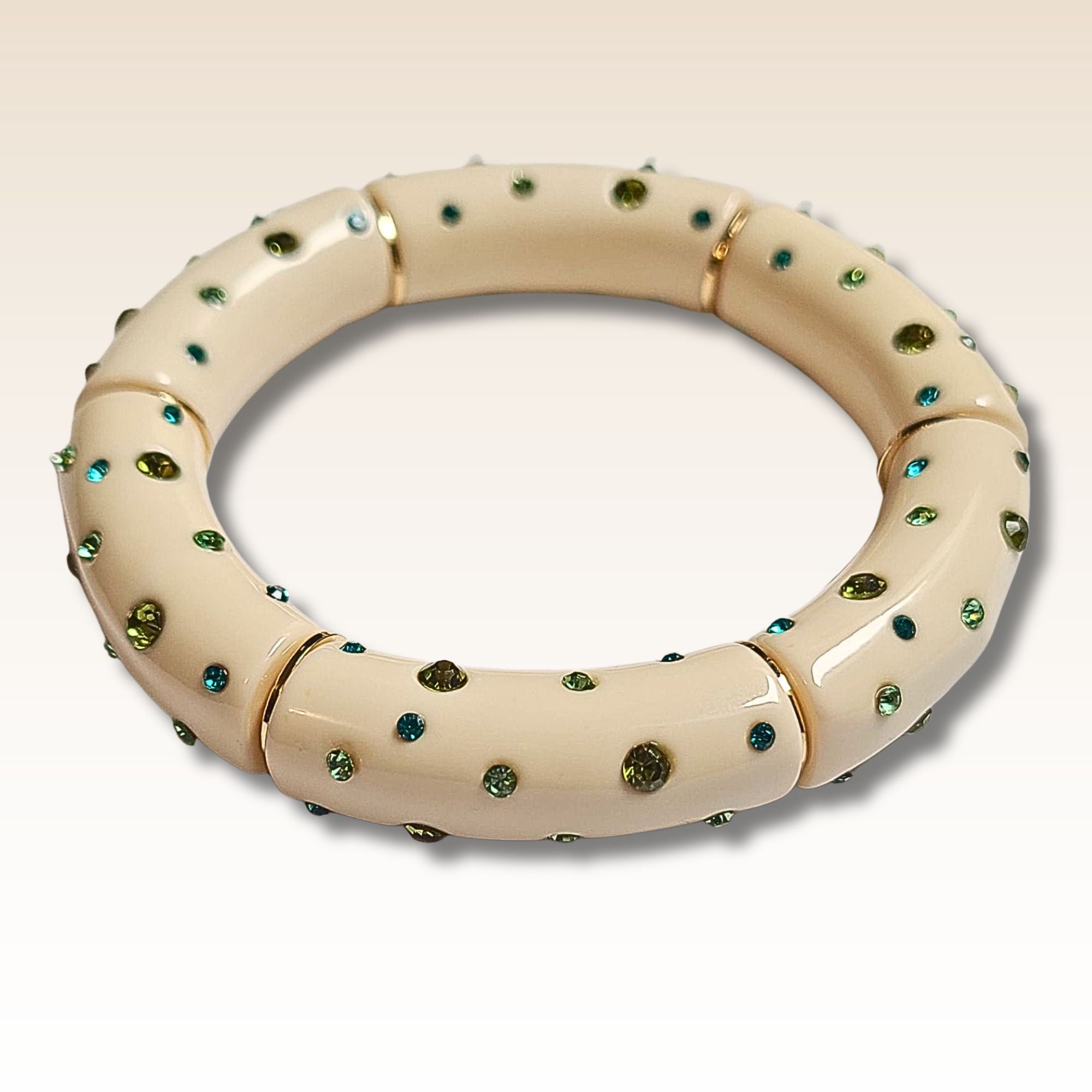 ARTSHOP Strass & Émaillés 424 tube incurvé ivoire émeraude 12mm