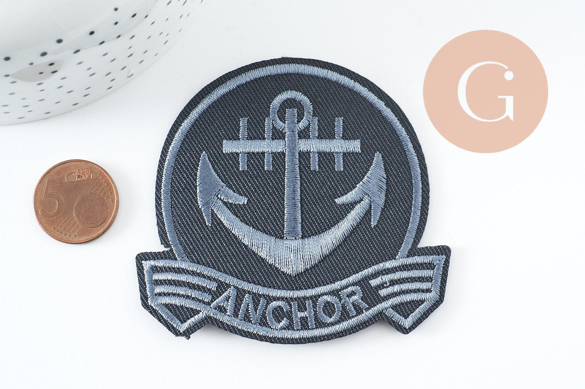 Gingerlily écusson brodé ancre marine patch thermocollant 72mm x1