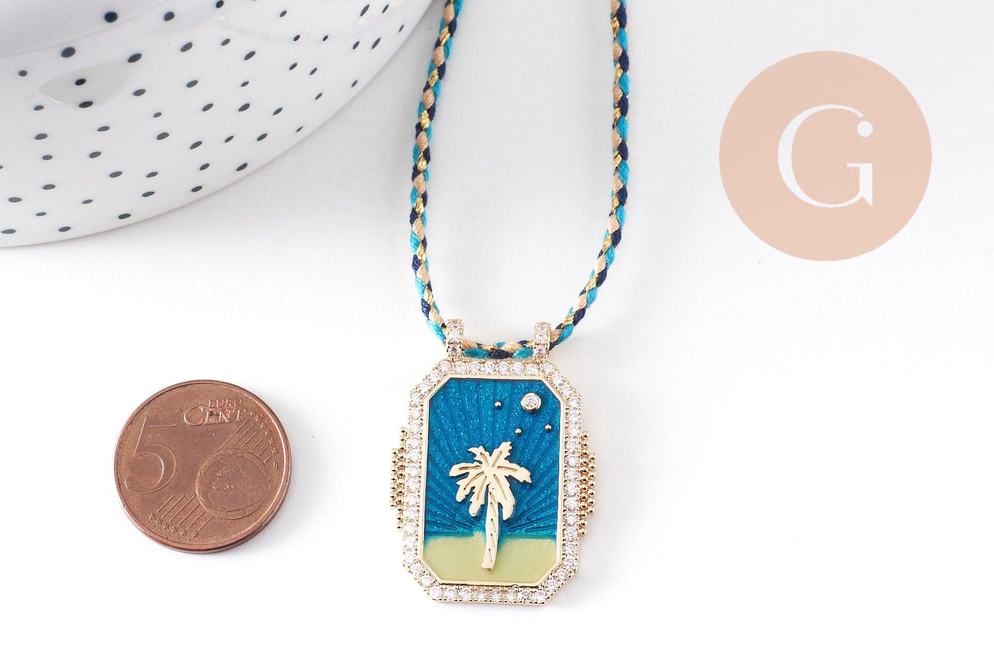 Gingerlily G10364-5 collier palmier turquoise cordon 45cm