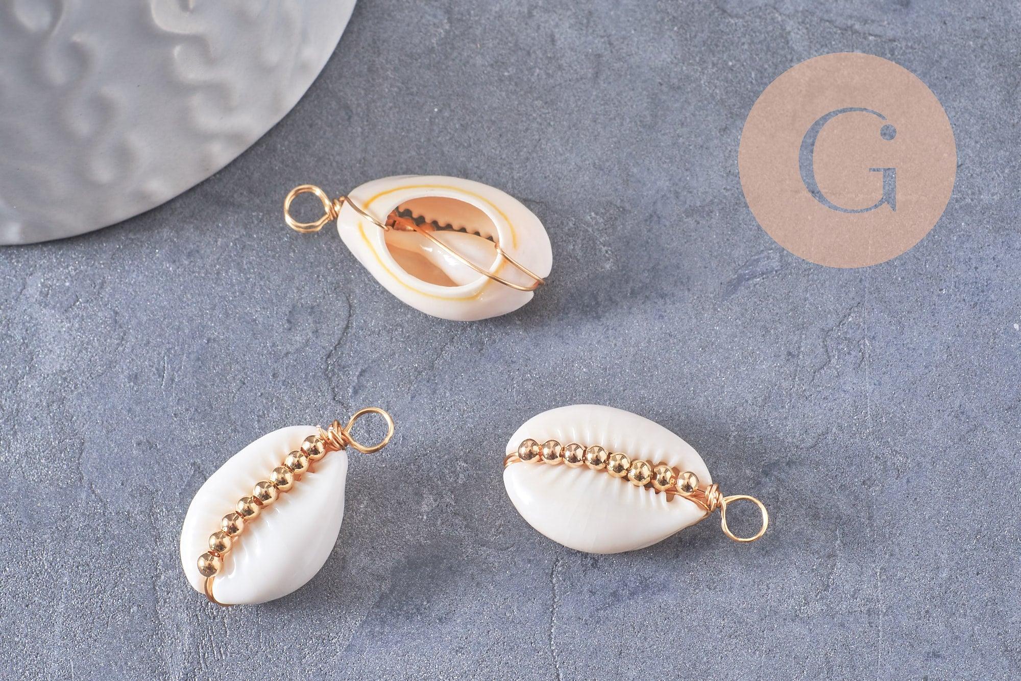Gingerlily Perles pour bijoux DIY pendentif cauri blanc x2 24-30mm