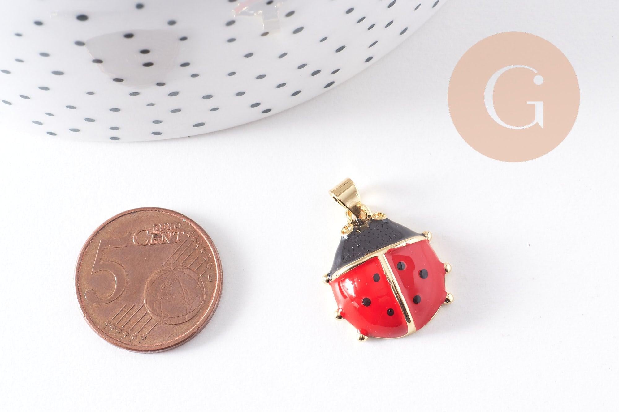 Gingerlily pendentif coccinelle G10306 breloque émail rouge x1