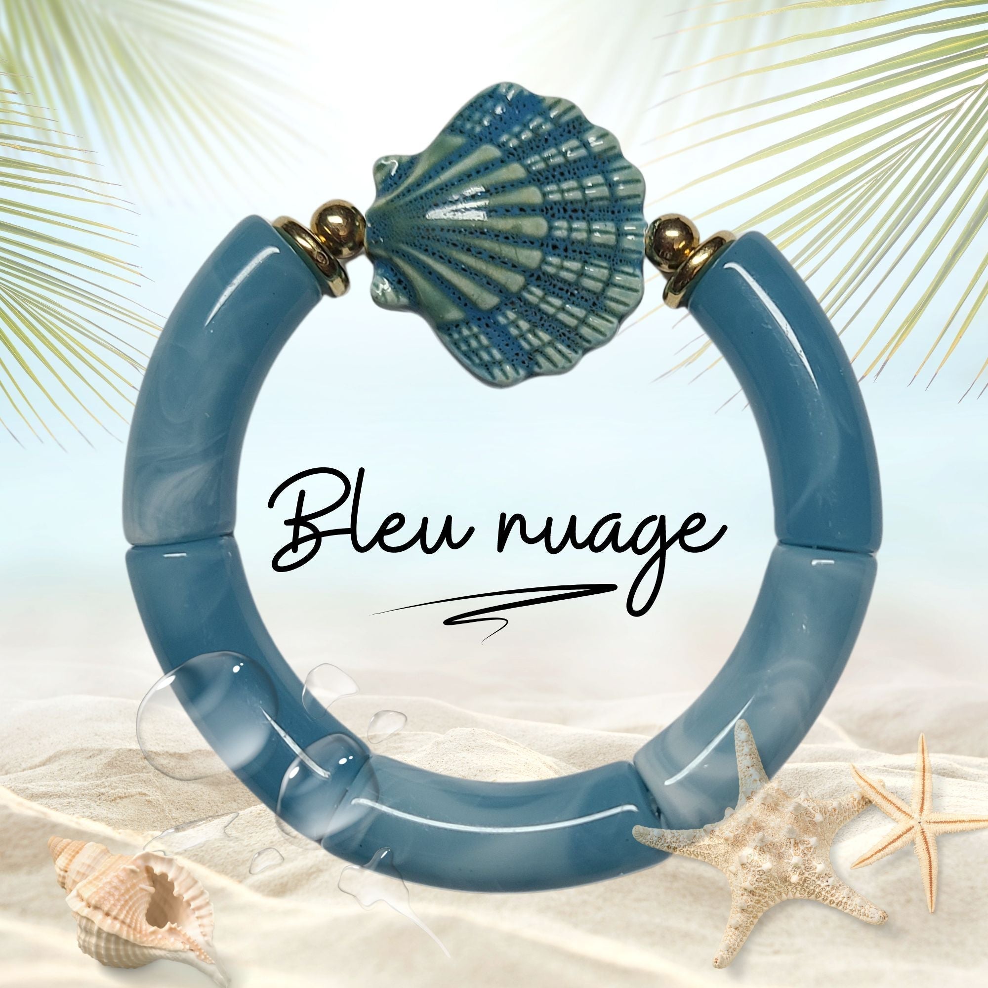 ARTSHOP Strass 8 coquillage céramique bleu nuage x1