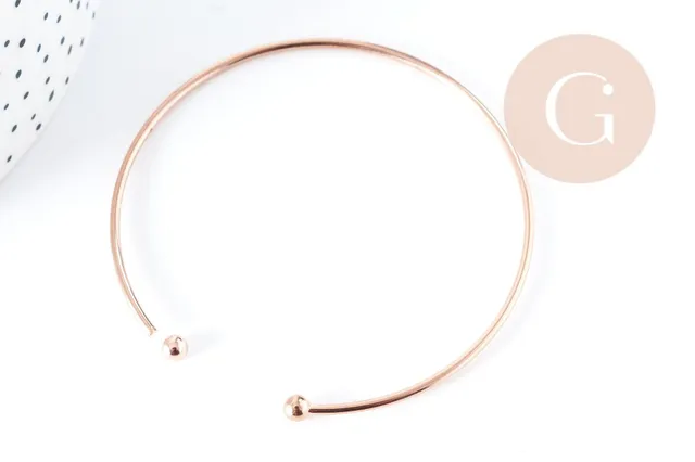 Gingerlily Bracelet jonc fin boule cuivre or rose 60mm G8356