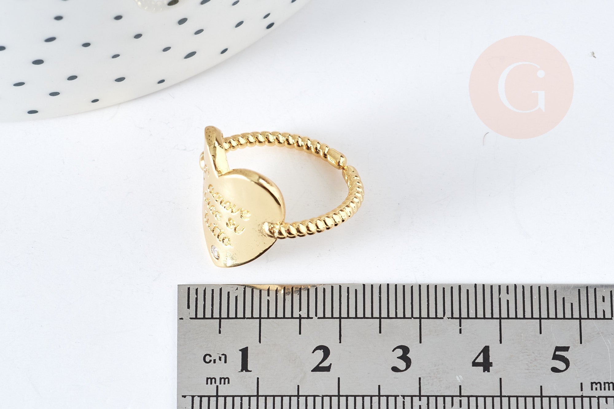 Gingerlily G8443 bague cœur AMORE laiton doré 17,5mm