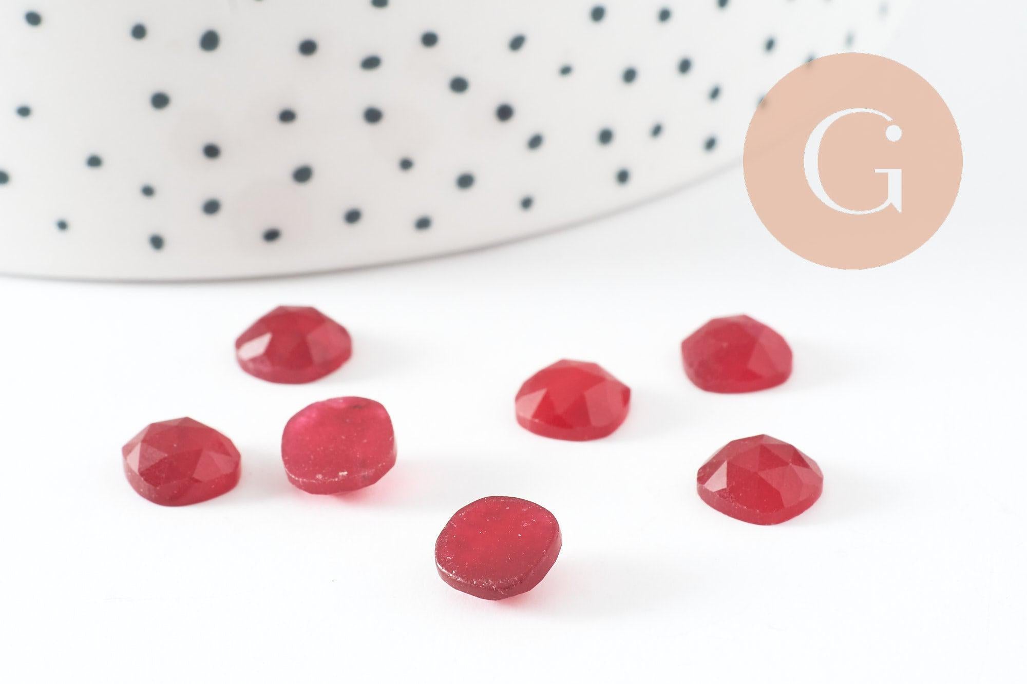 Gingerlily Perles G9687 cabochon jade rouge carré 8 mm