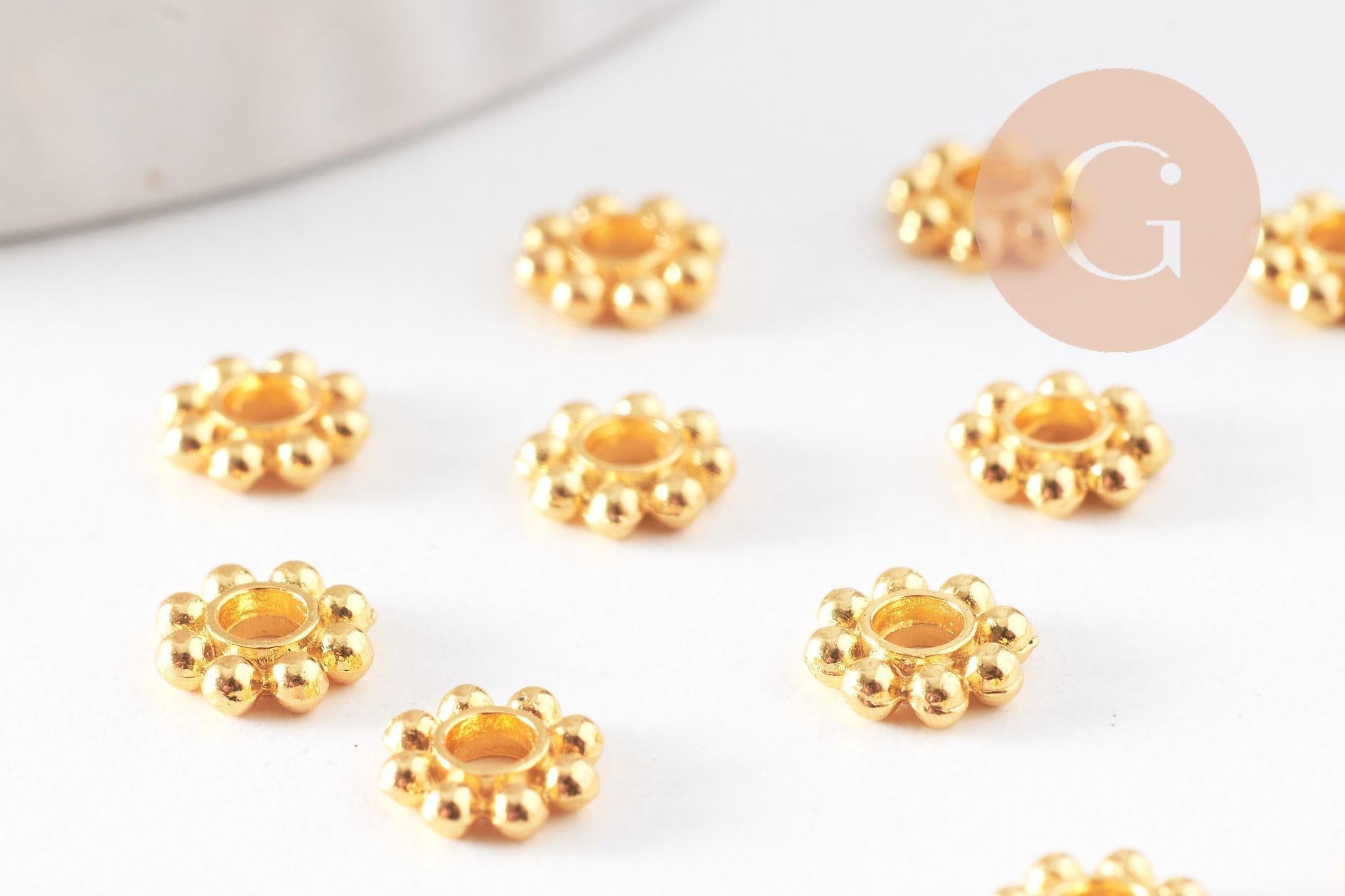 Gingerlily G10093 perles rondelles fleurs doré 5mm x50