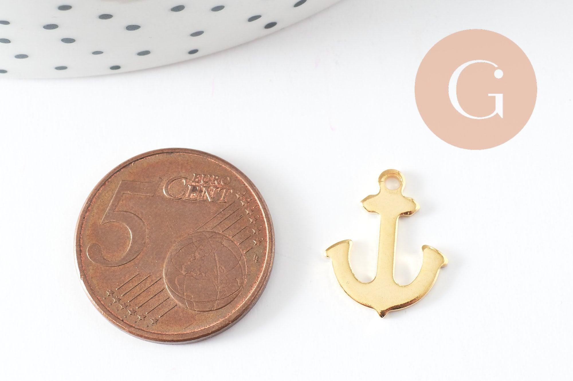 Gingerlily Perles G9665 breloque ancre acier doré 16mm x1