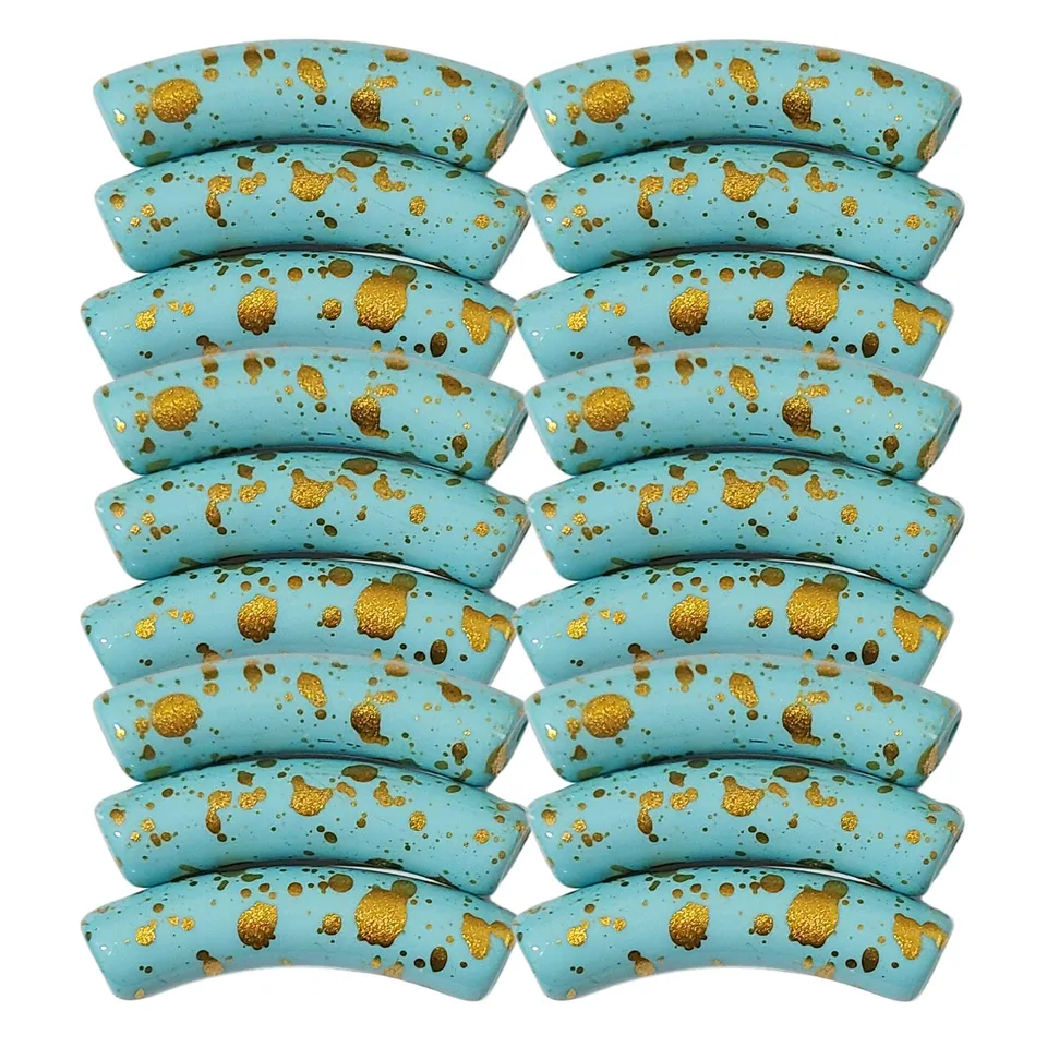 ARTSHOP Tubes 214 perles tubes graffiti turquoise 8 mm x6