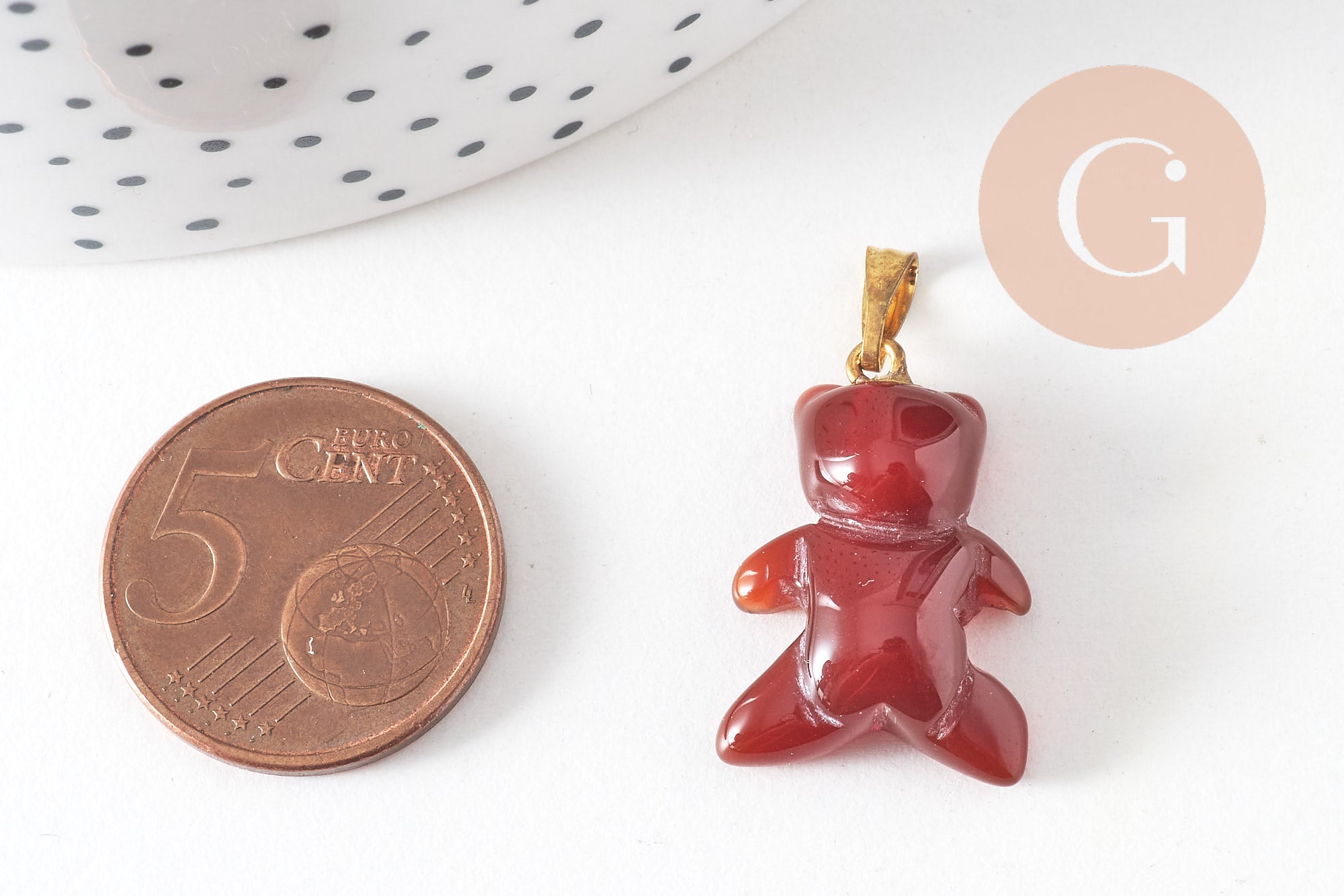 Gingerlily G5702 pendentif ourson agate orange 24 mm x1