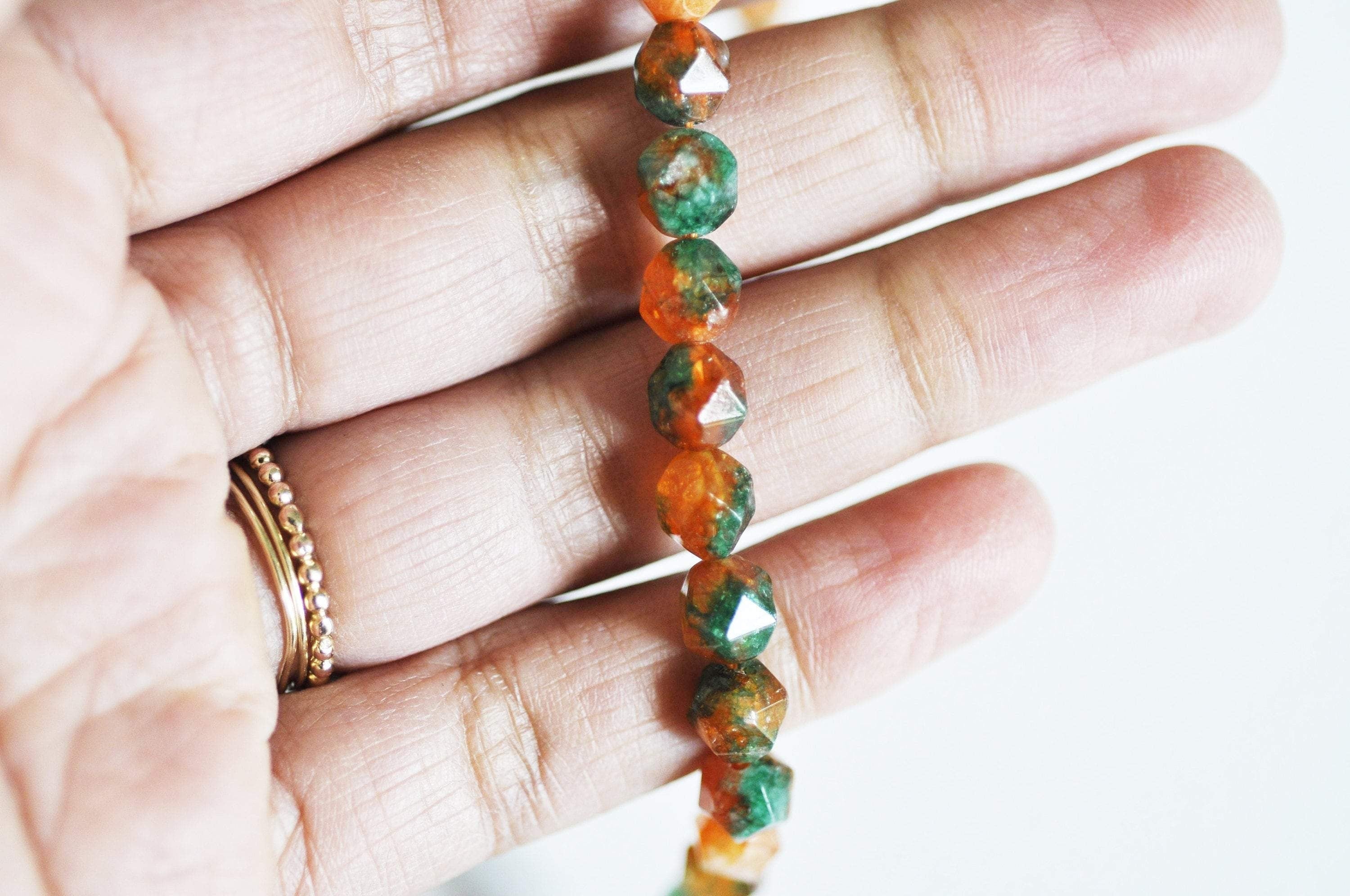Gingerlily Perles jade orange facettes 8 mm fil 45 perles