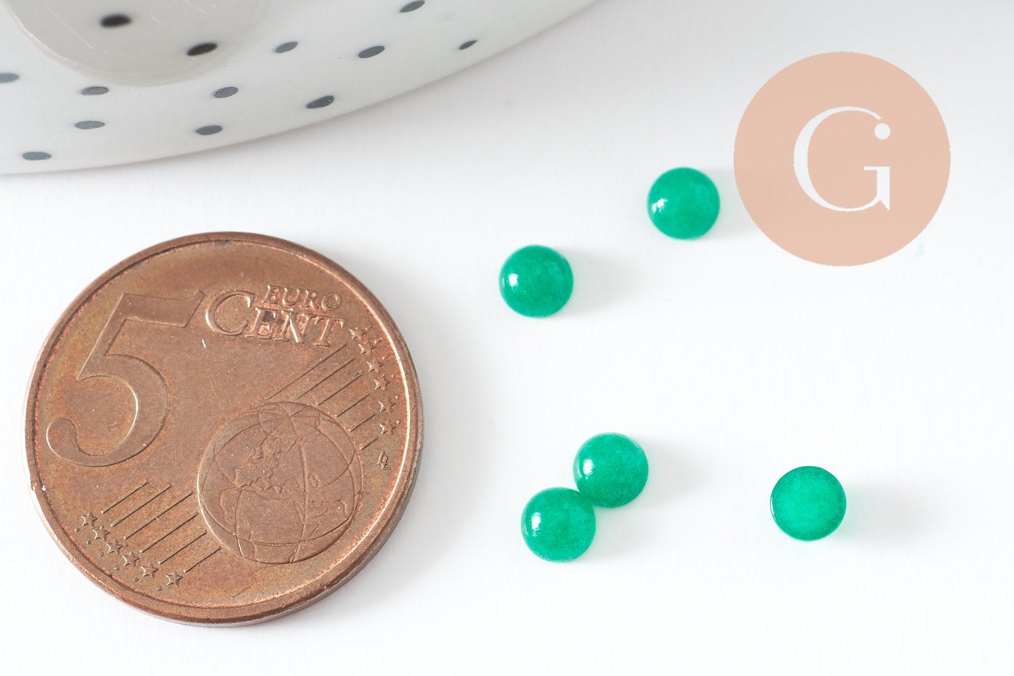 Gingerlily Cabochon rond jade vert 4mm x1 à coller