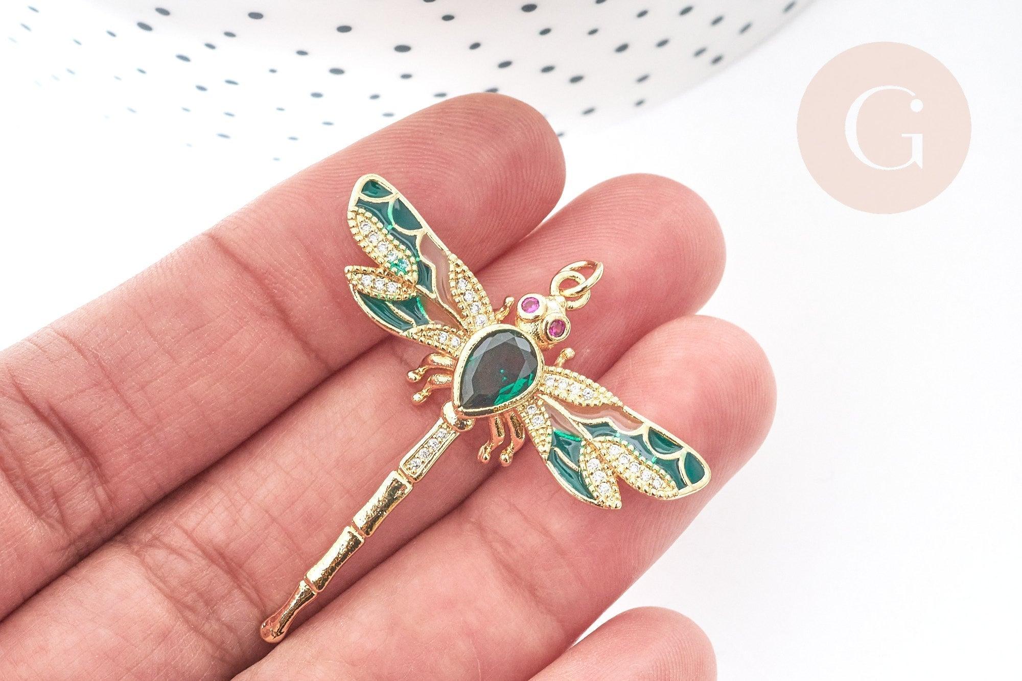 Gingerlily G8072 pendentif libellule laiton doré 42mm
