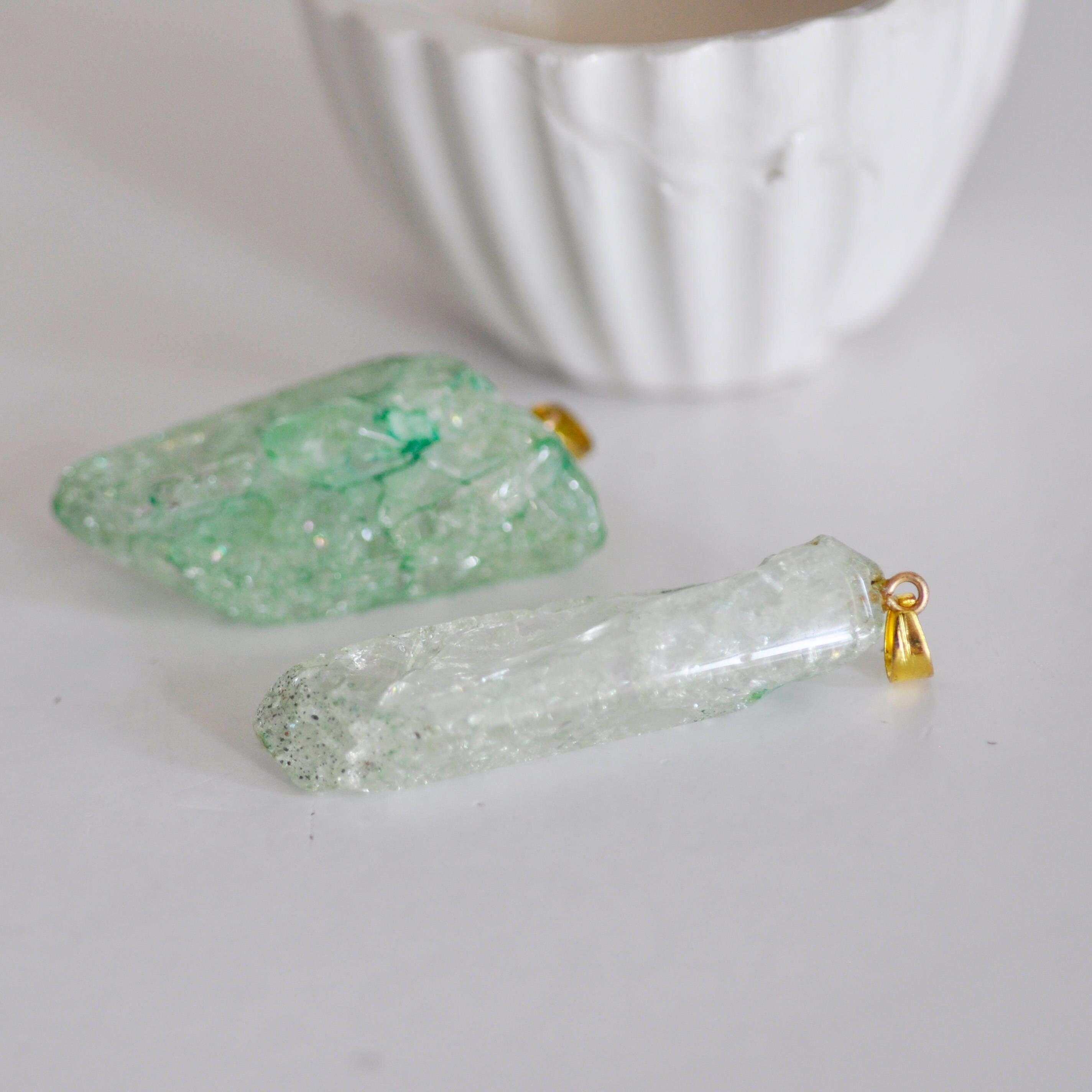 Gingerlily Pendentifs DIY G2355 pendentif cristal vert doré x1