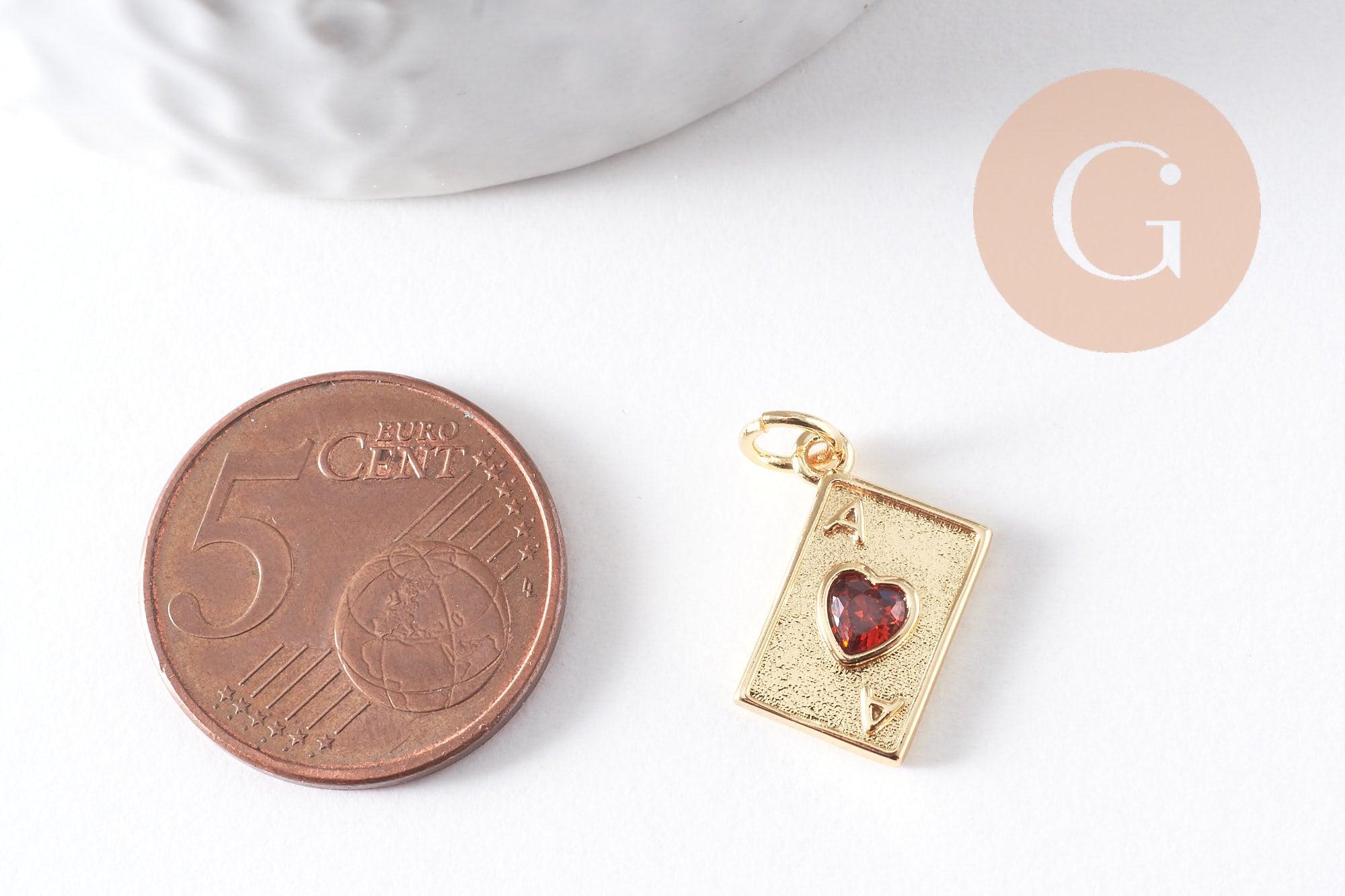 Gingerlily pendentif carte coeur zircon rouge 15mm x1