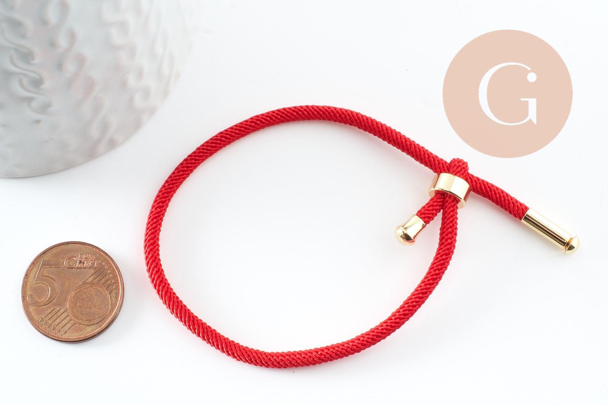 Gingerlily G9573 bracelet cordon rouge réglable 23-25cm acier