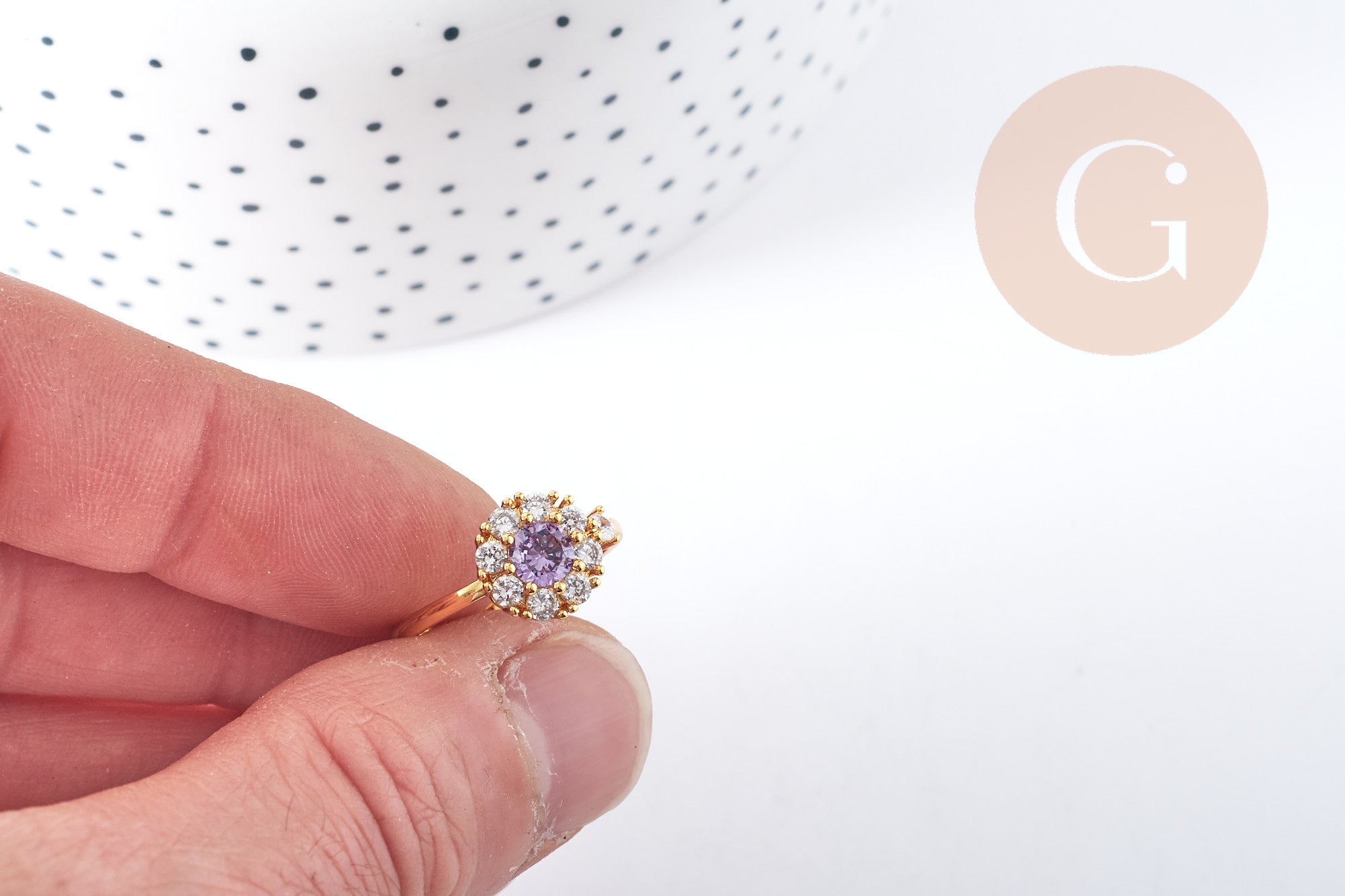 Gingerlily Apprêts bague rotative laiton doré zircons 18,5 mm x1